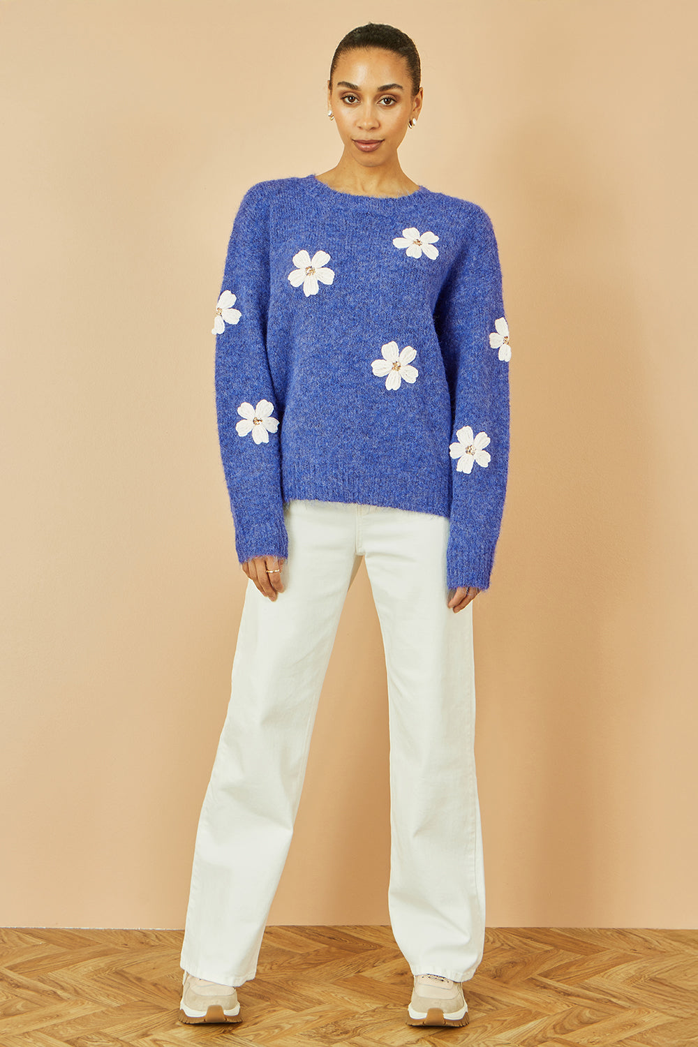 Blue Crochet Flower Jumper
