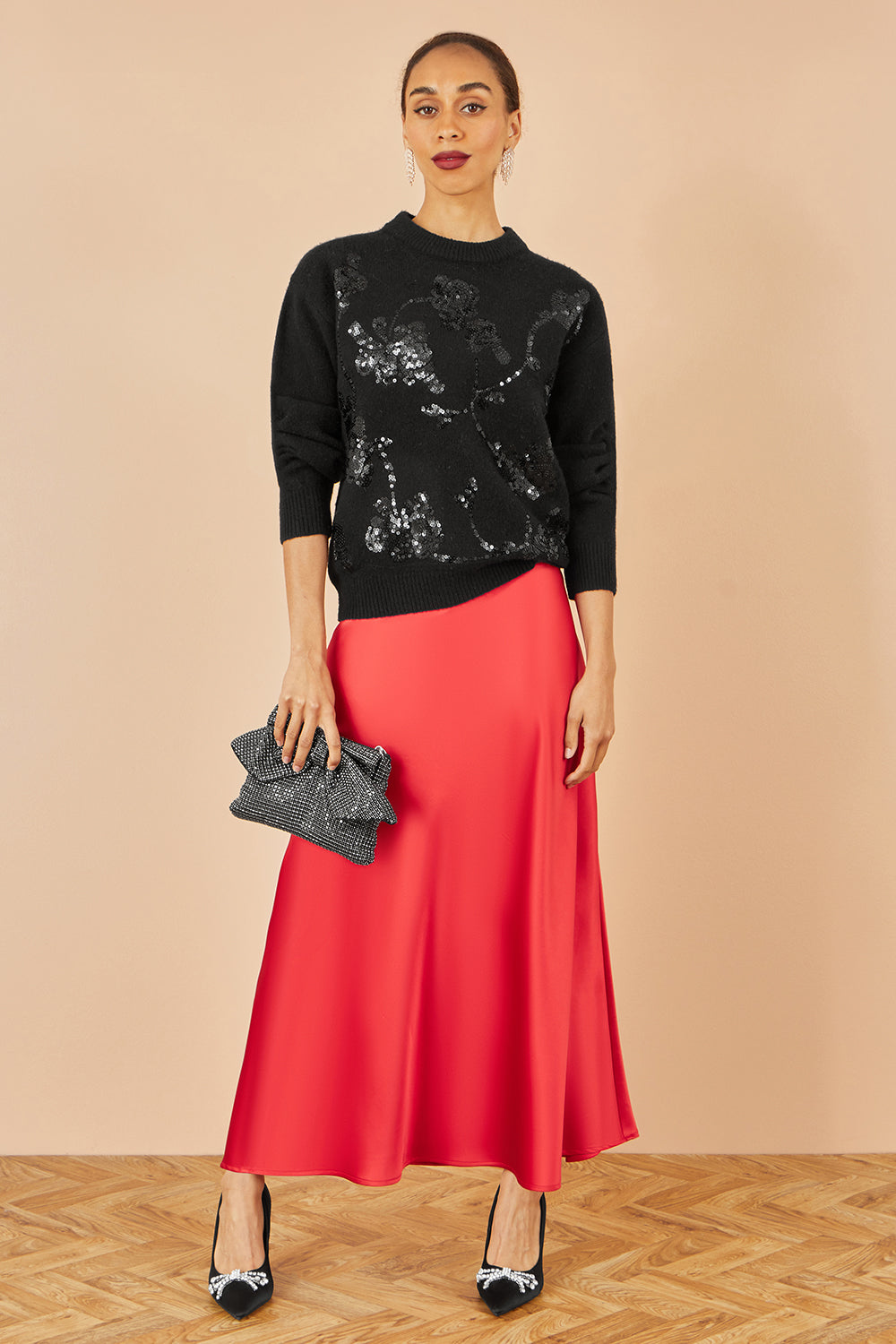 Black Sequin Floral Jumper
