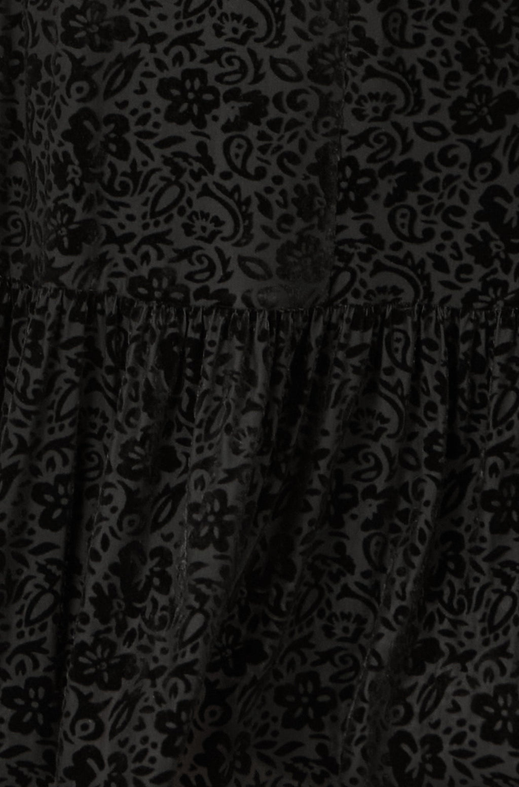 Black Floral Velour Velvet Twist Waist Midi Dress - Sizes 8 to 16