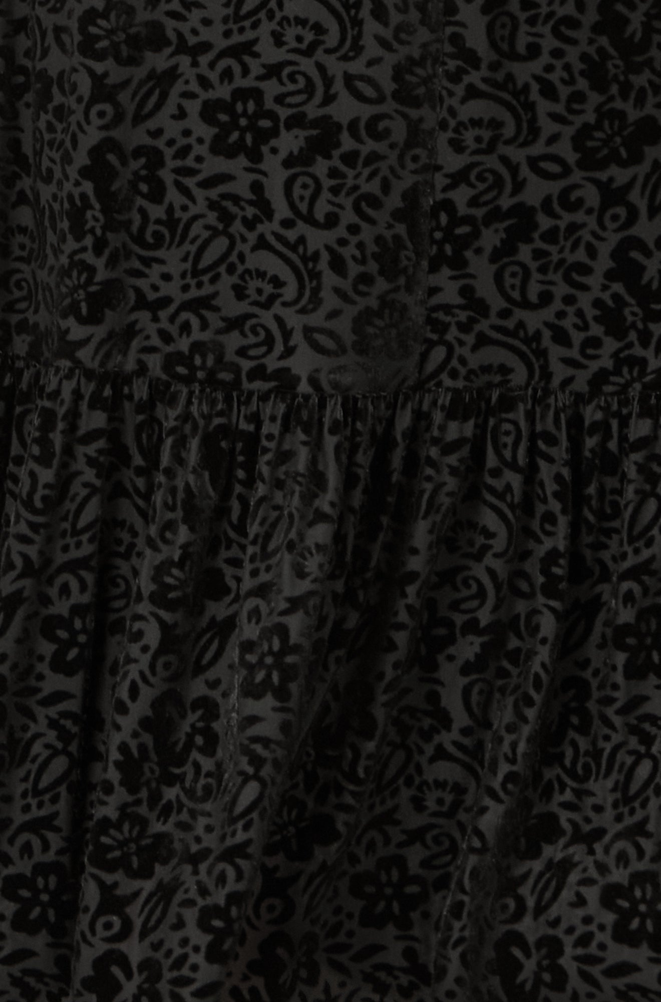 Black Floral Velour Velvet Twist Waist Midi Dress - Sizes 8 to 16