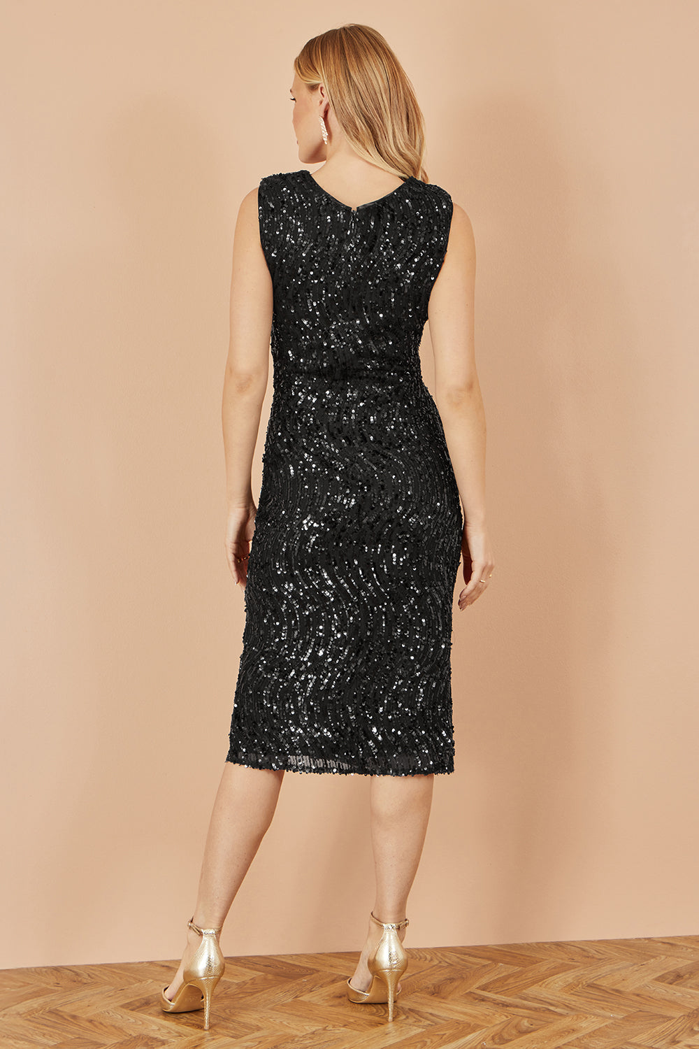 Black Sequin Wrap Dress