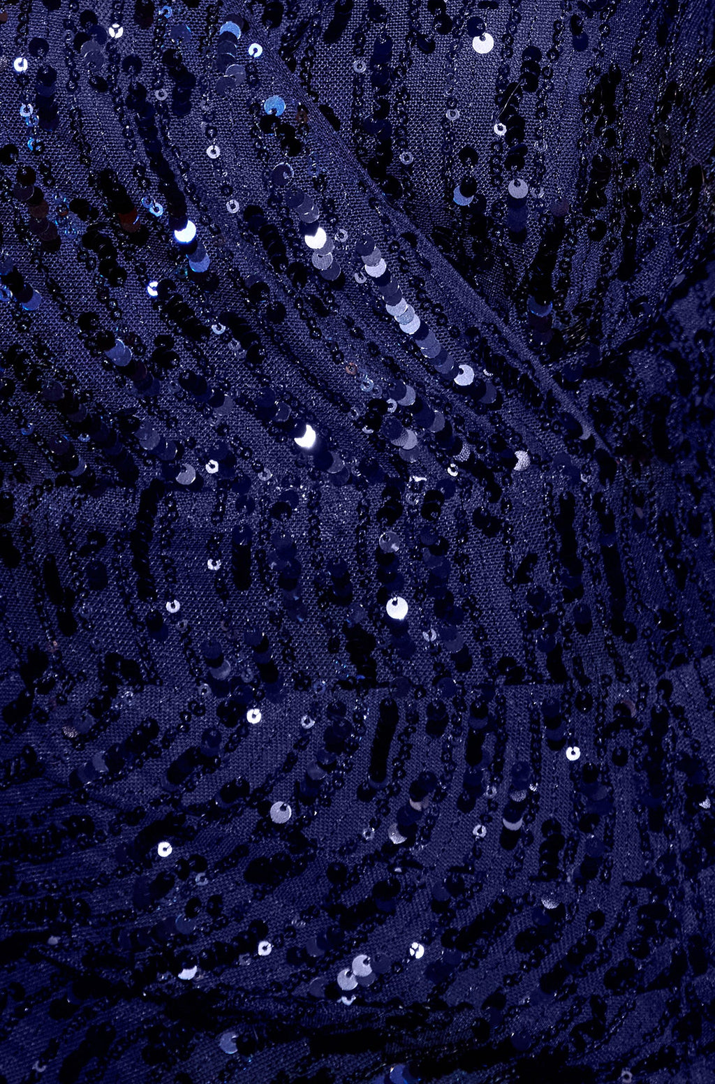 Navy Sequin Fitted Wrap Dress With Split Hem - Sizes 8 to 16