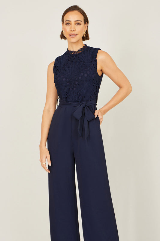Navy Lace Sleeveless Jumpsuit
