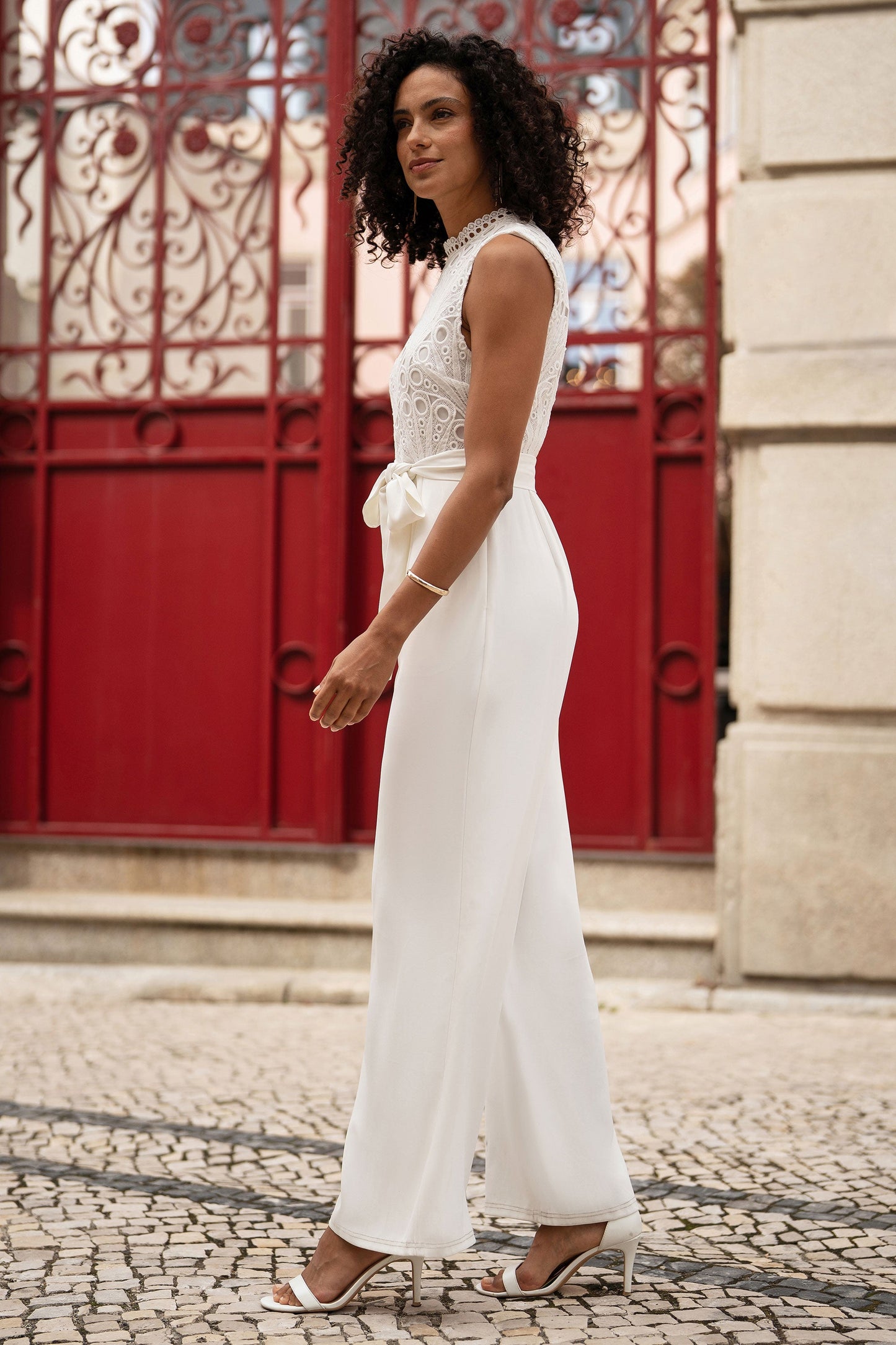 Ivory Lace Sleeveless Jumpsuit