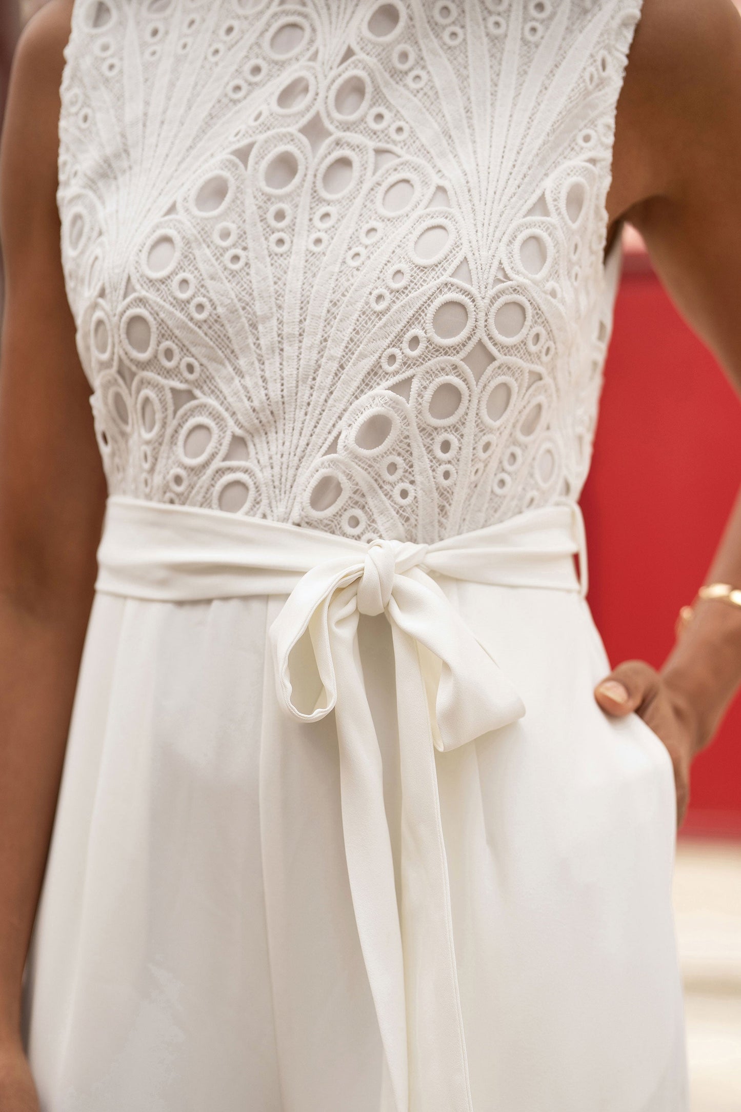 Ivory Lace Sleeveless Jumpsuit