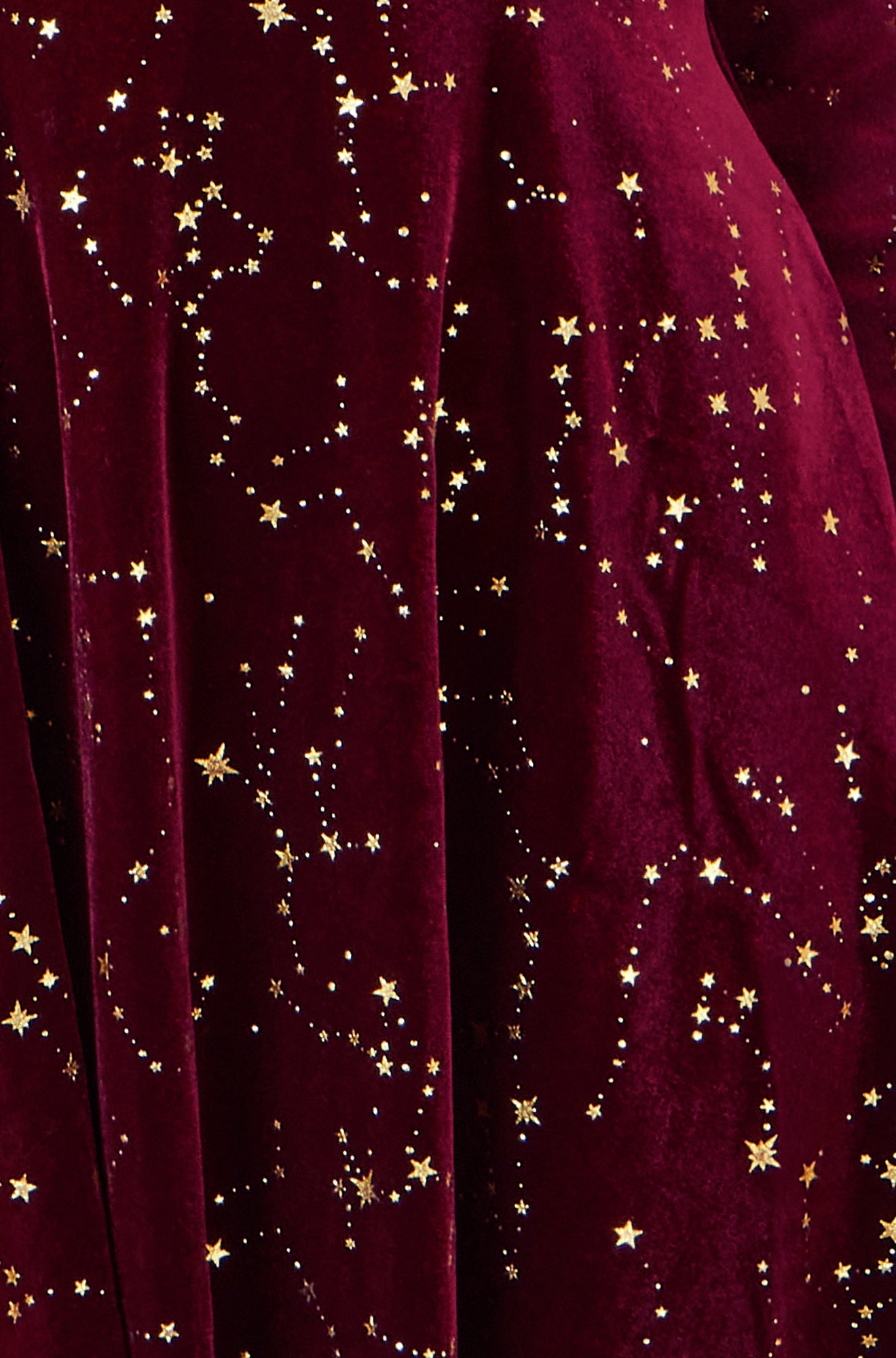 Burgundy Star Foil Print Long Sleeve Skater Dress - Size 8 to 18