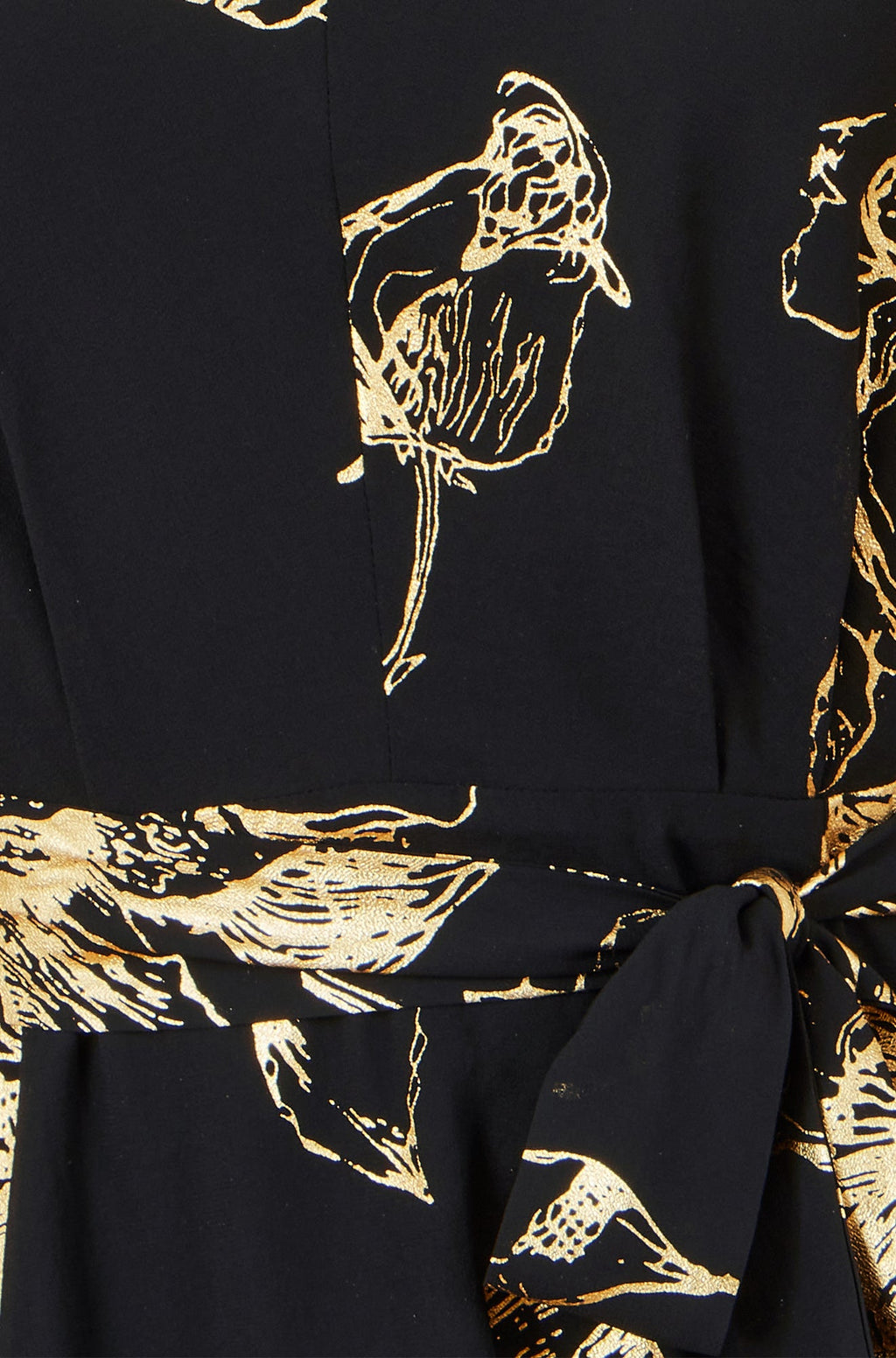 Black Foil Rose Print Midi Dress - Sizes 8 to 16