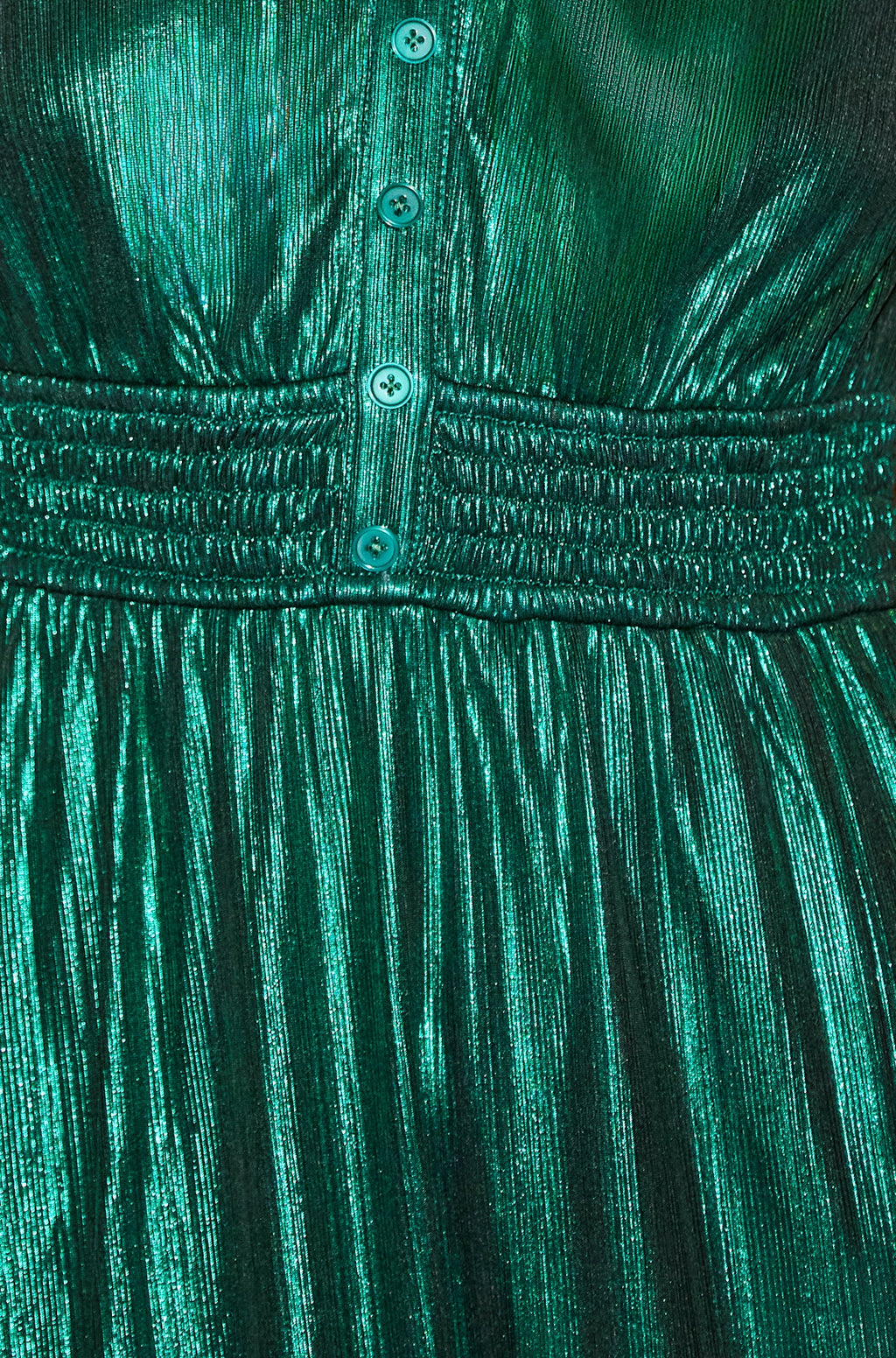 Green Metallic Ruched Midi Dress - Sizes 8 to 16