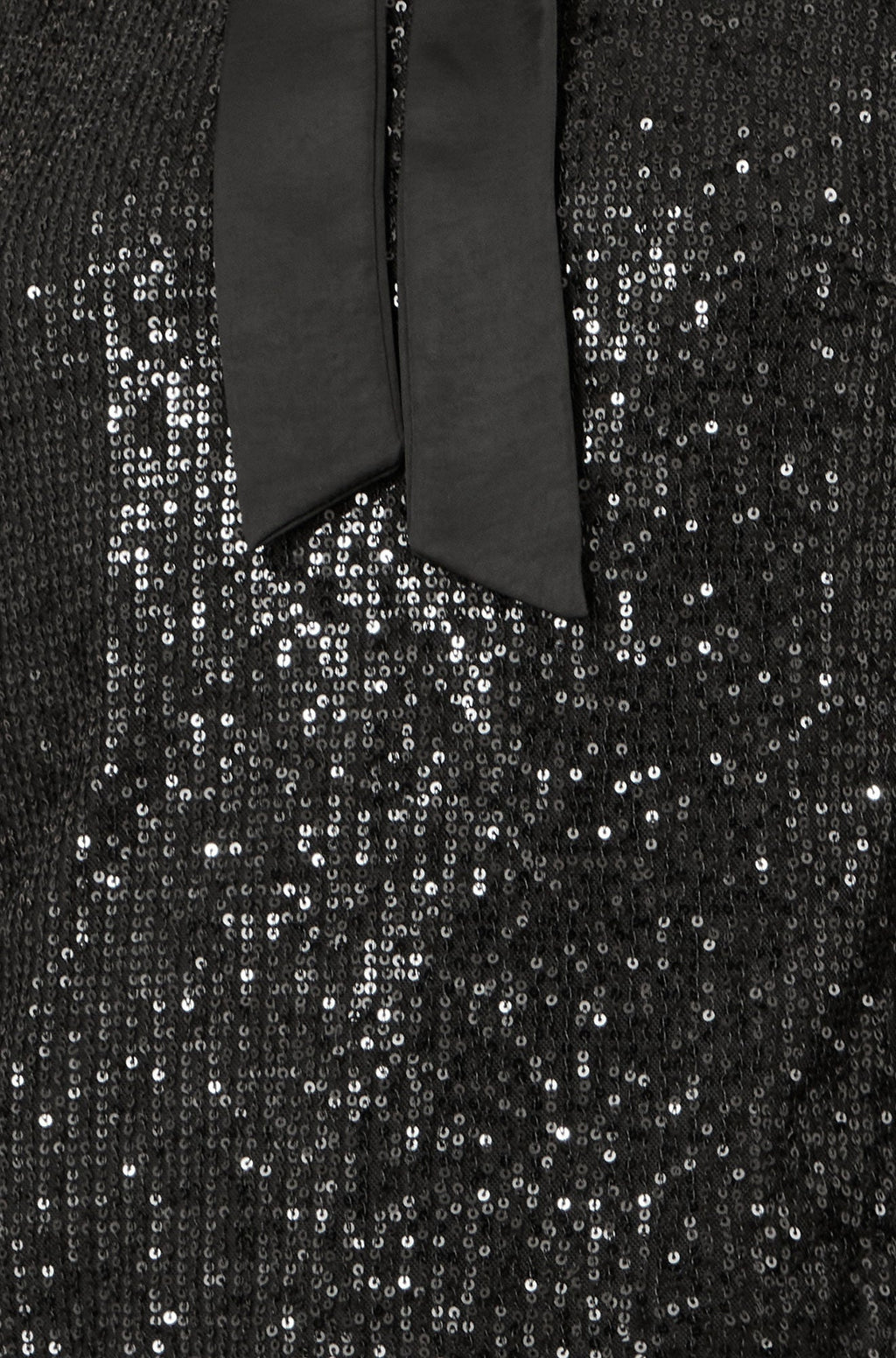 Black Sequin Pussy Bow Top - Sizes 8 to 16