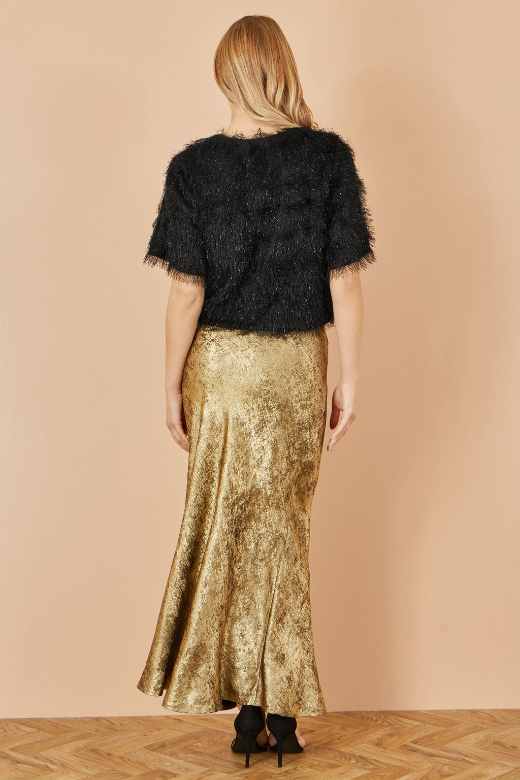 Gold Satin Texture Skirt - Sizes 8 to 16