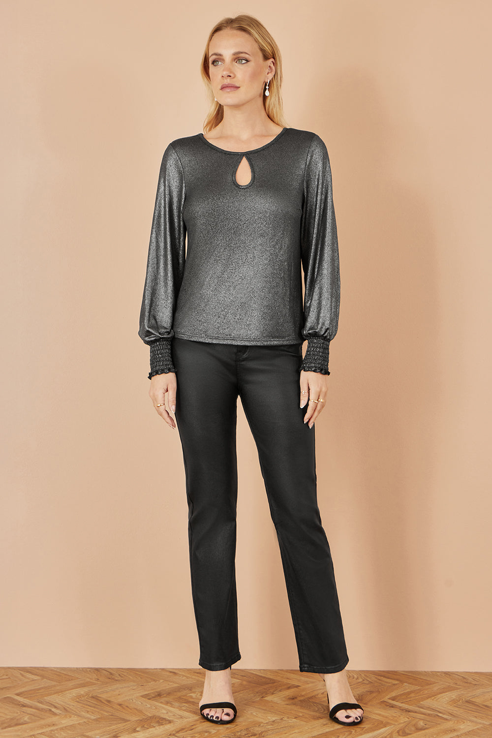 Black Metallic Bow Top
