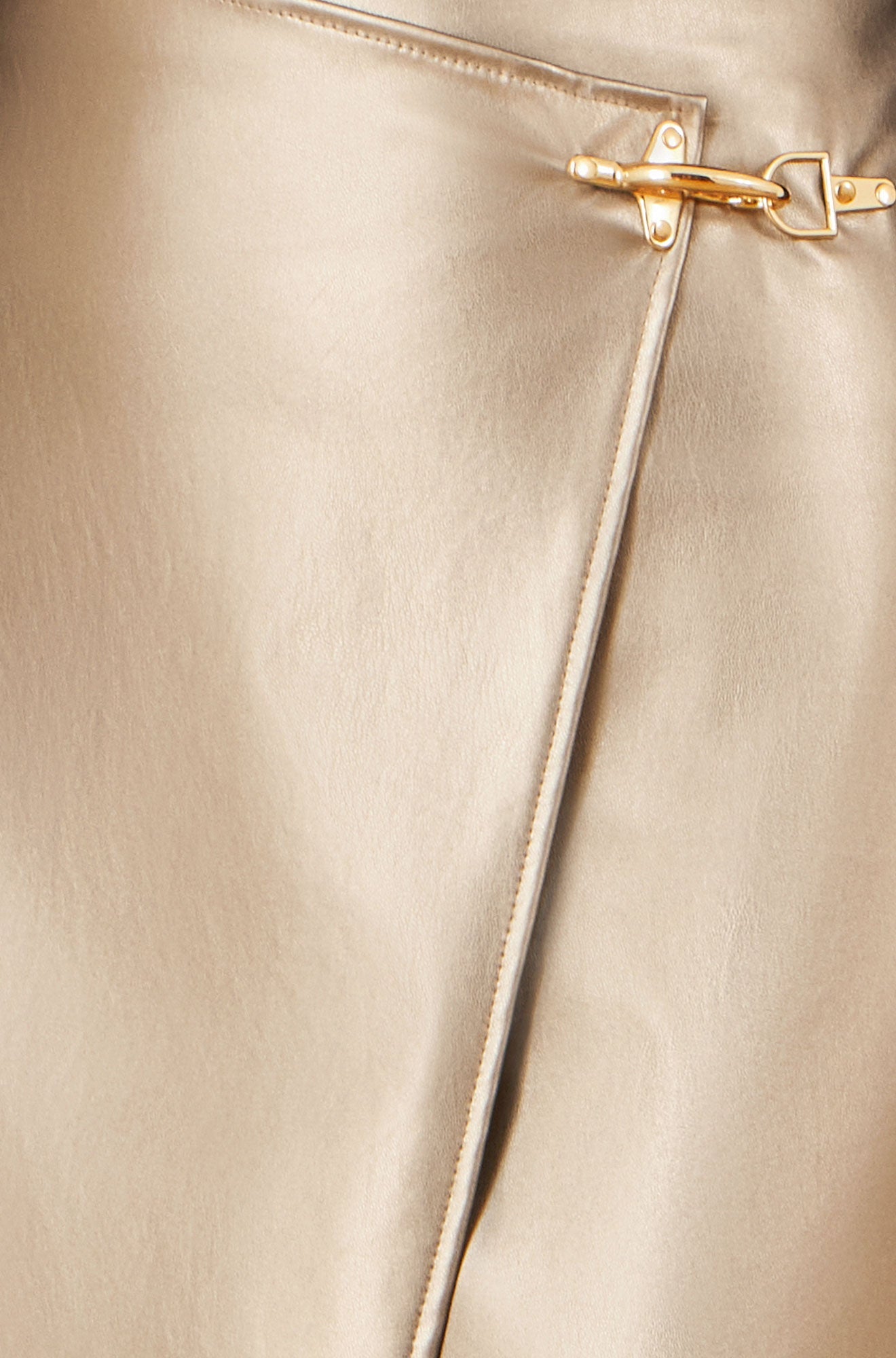 Gold Faux Leather Wrap Mini Skirt - Sizes 8 to 16