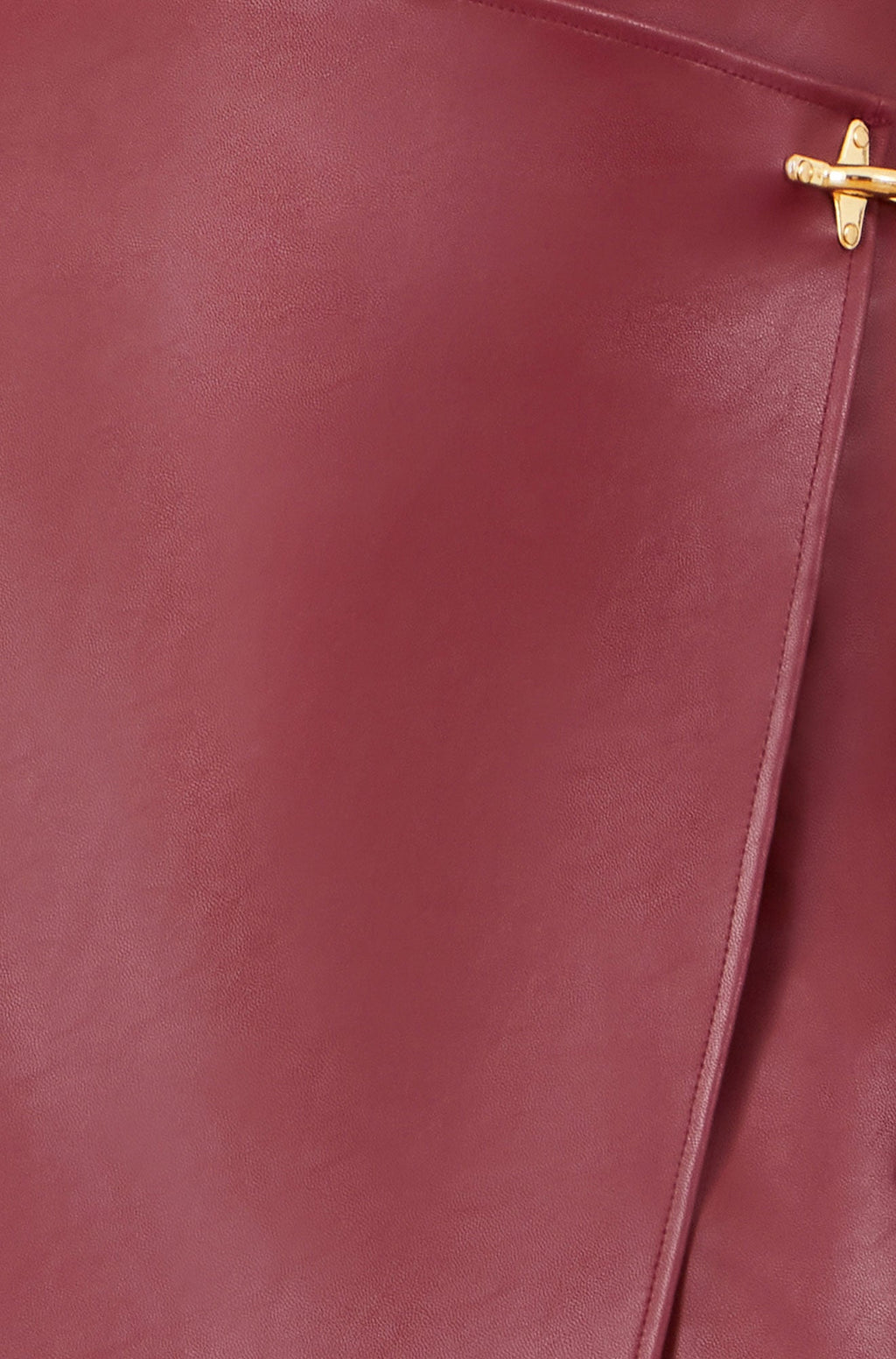 Burgundy Faux Leather Wrap Mini Skirt - Sizes 8 to 16