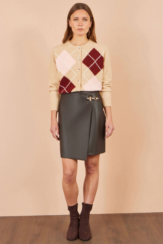 Brown Faux Leather Skirt