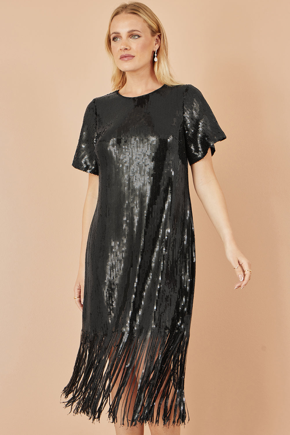 Black Sequin Tassel Dress
