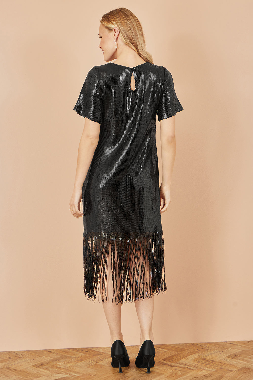 Black Sequin Tassel Dress