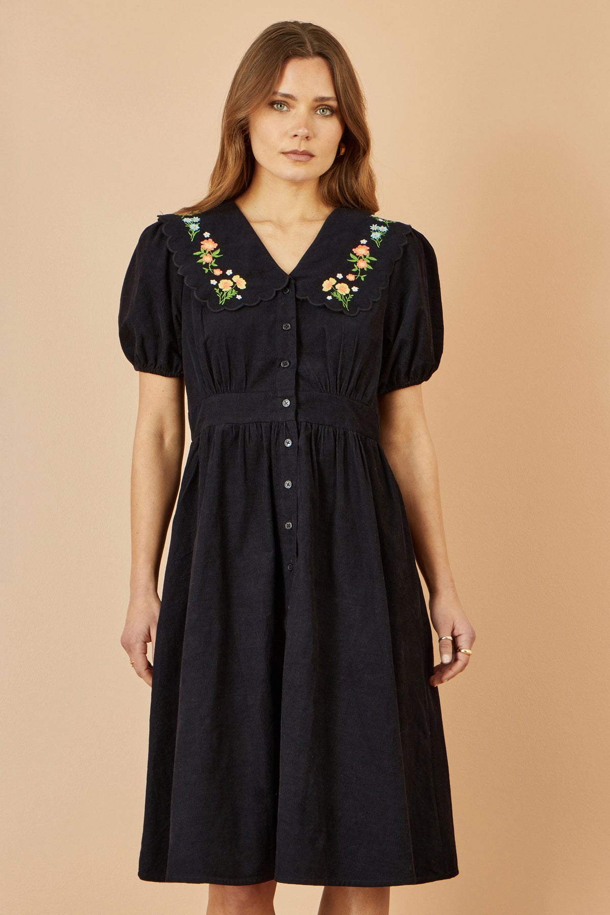 Black Floral Embroidered Dress