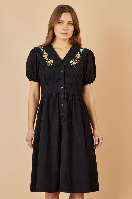 Black Floral Embroidered Dress
