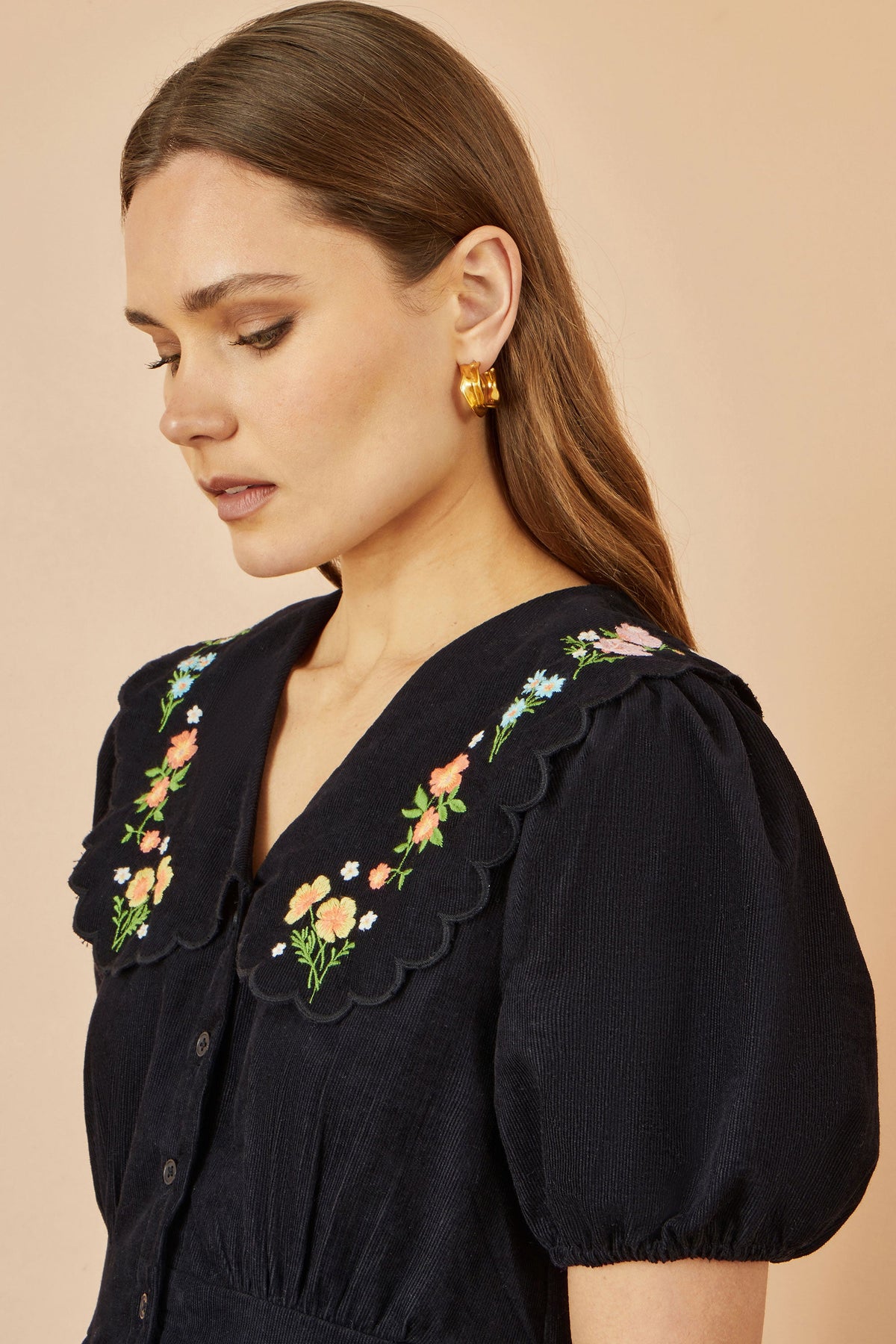 Black Floral Embroidered Dress