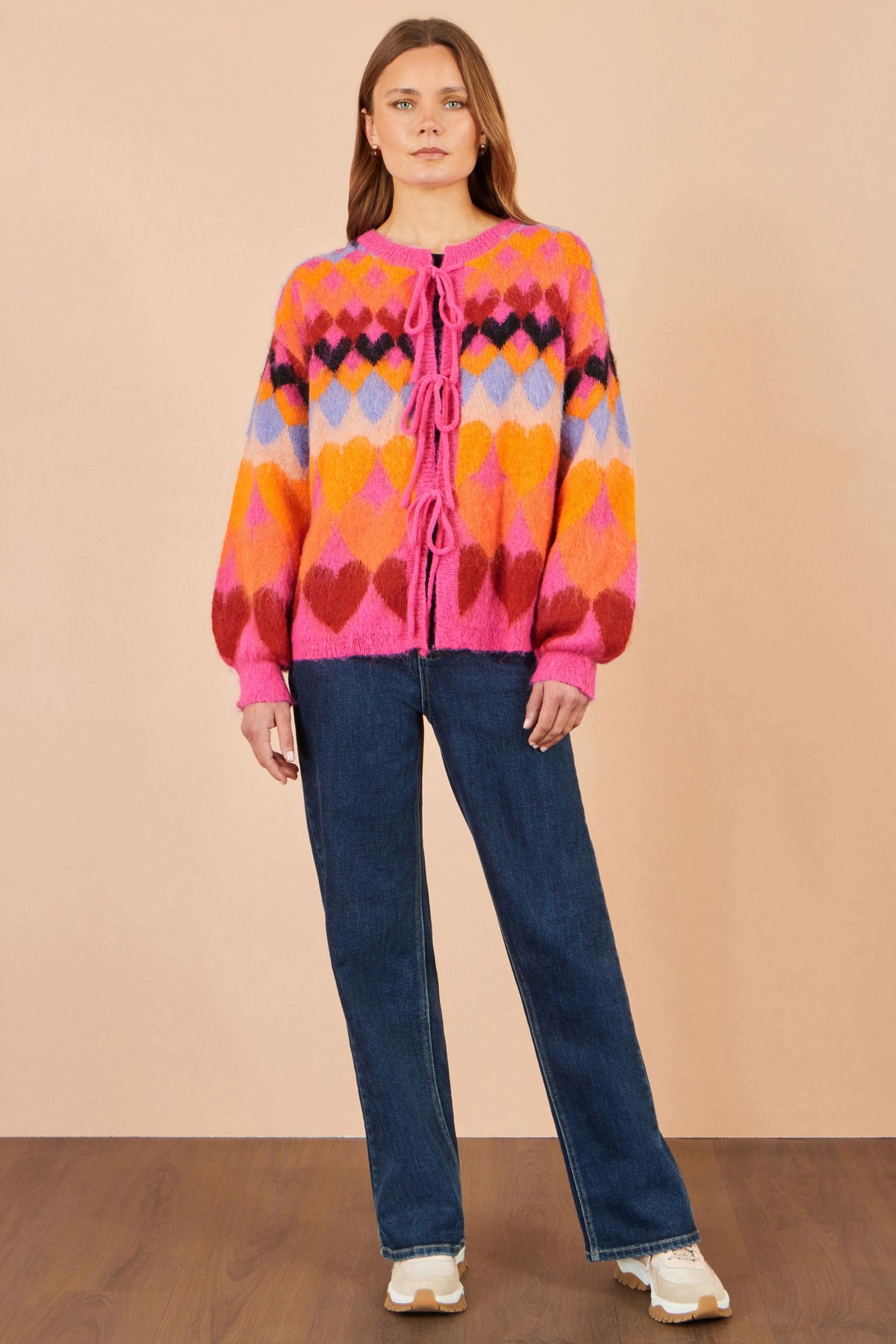 Pink Heart Tie Cardigan
