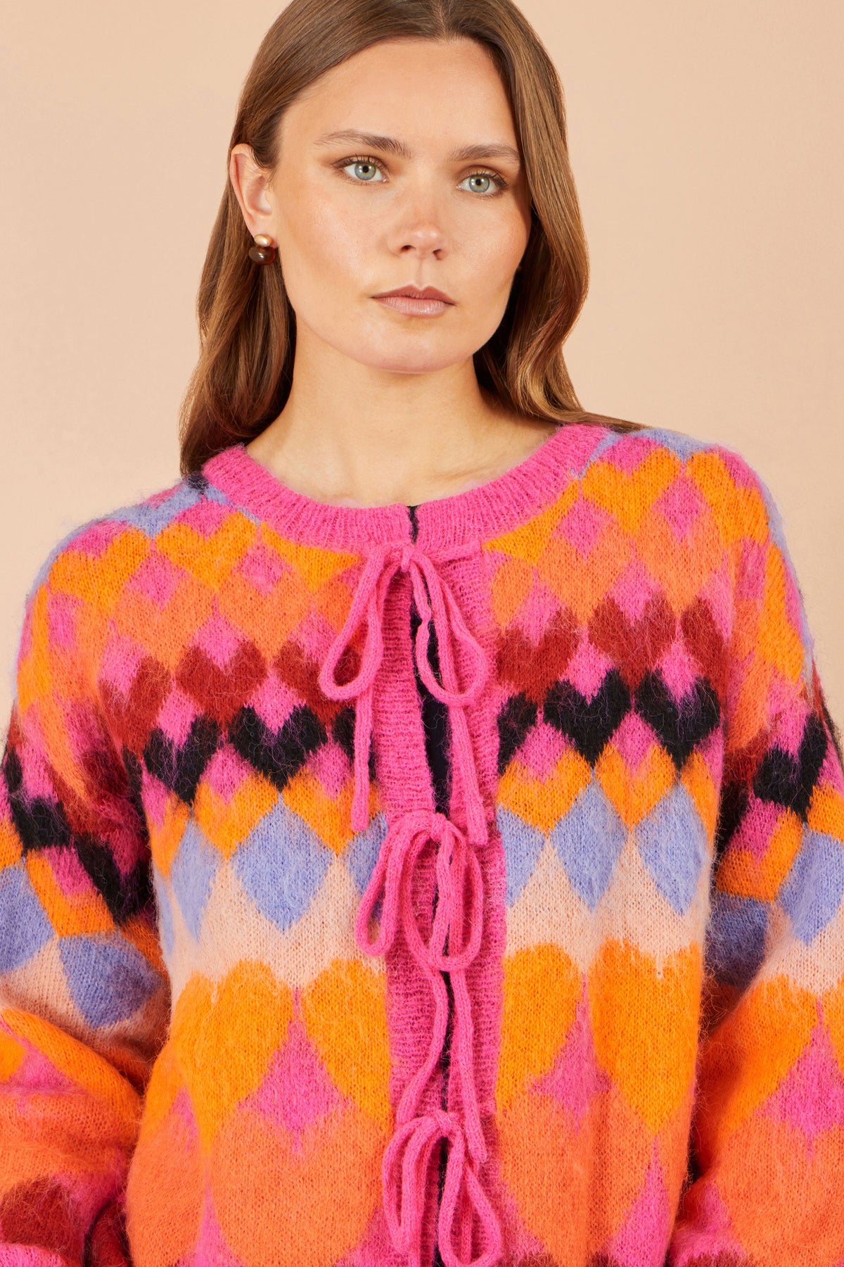 Pink Heart Tie Cardigan