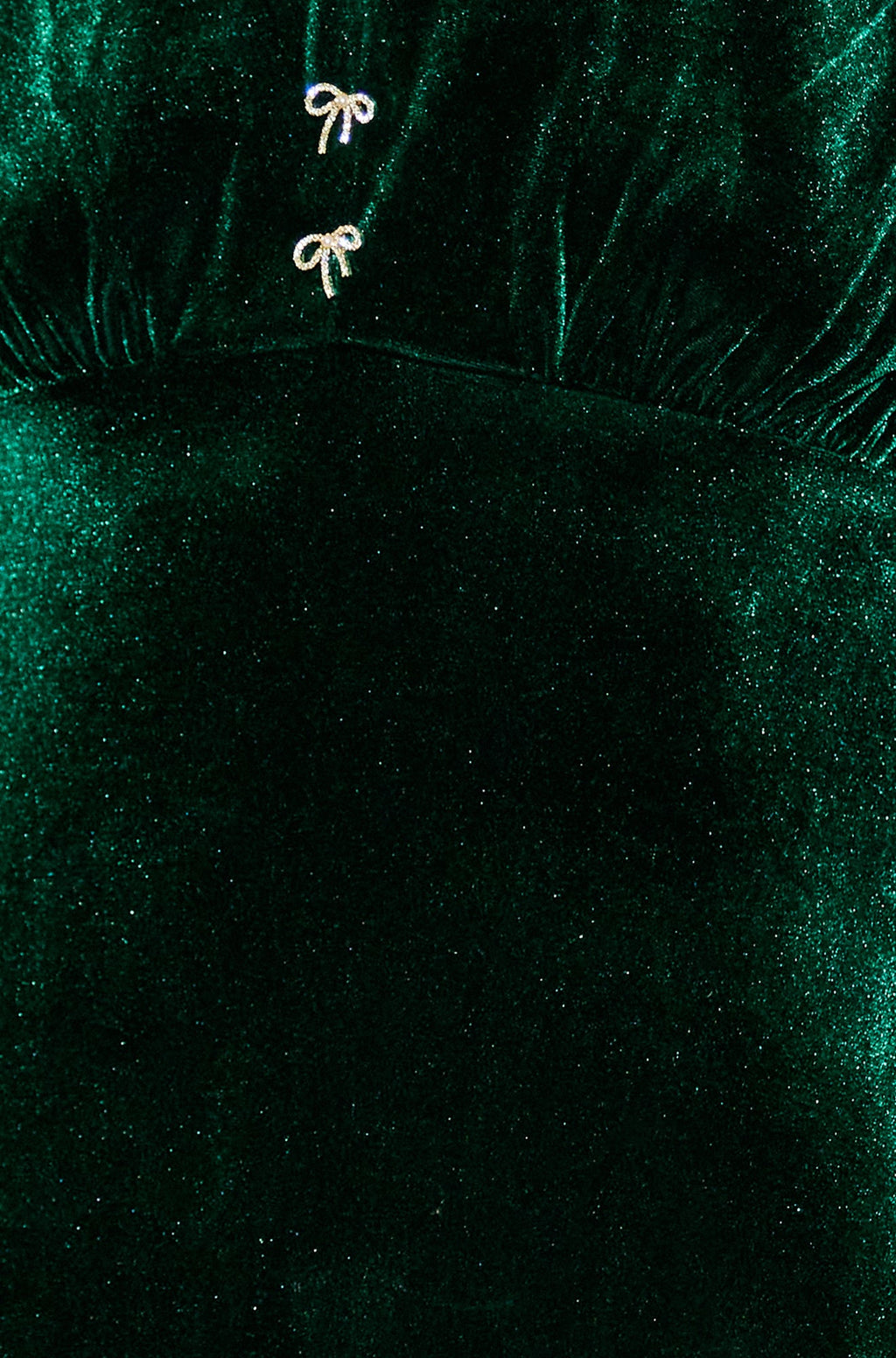 Green Velvet Skater Dress With Diamante Bow Detail - Sizes 8 to 16