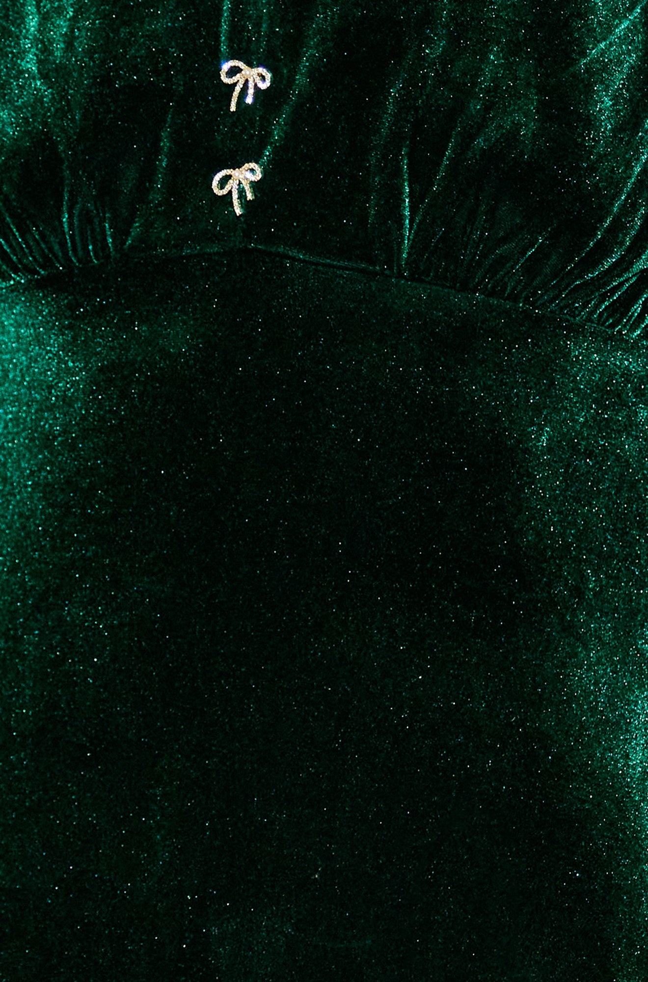 Green Velvet Skater Dress With Diamante Bow Detail - Sizes 8 to 16