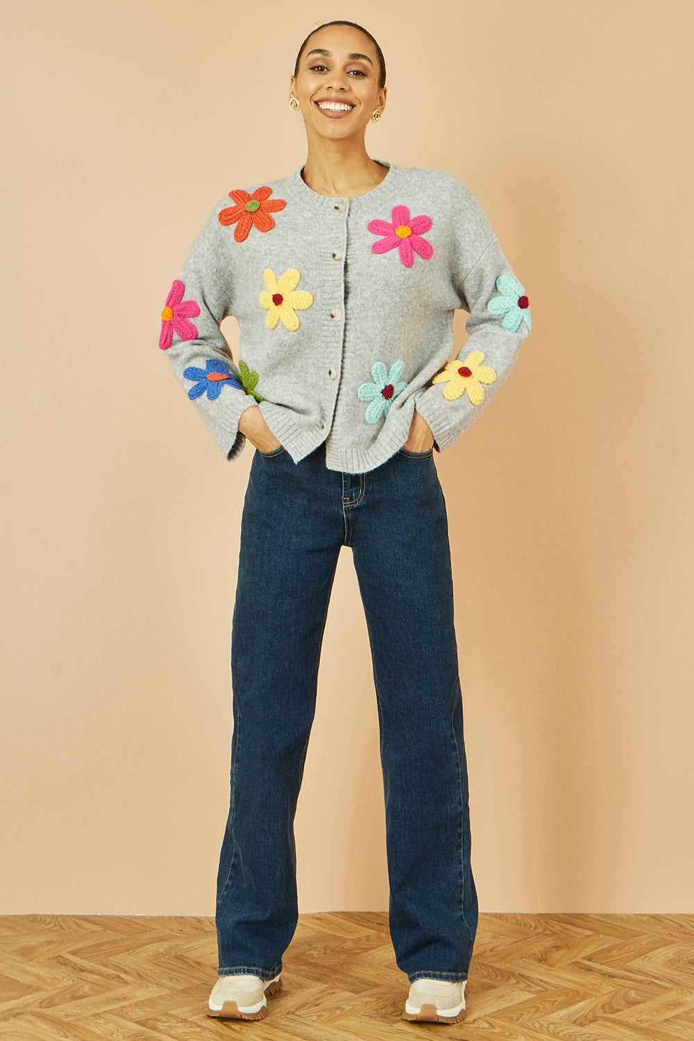 Blue Dark Wash Stretch Wide Leg Jeans