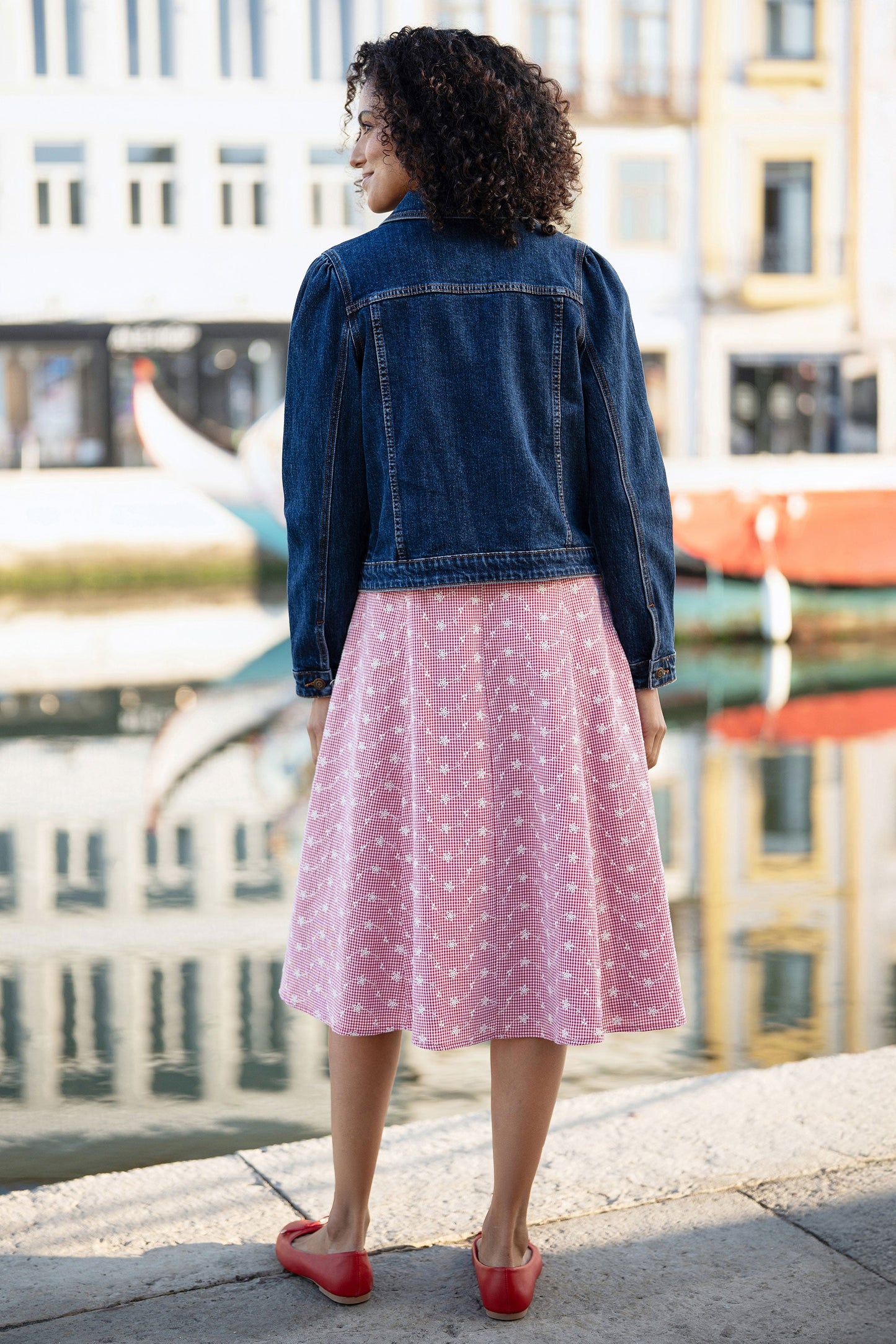 Blue Stretch Denim Jacket With Pocket Detail