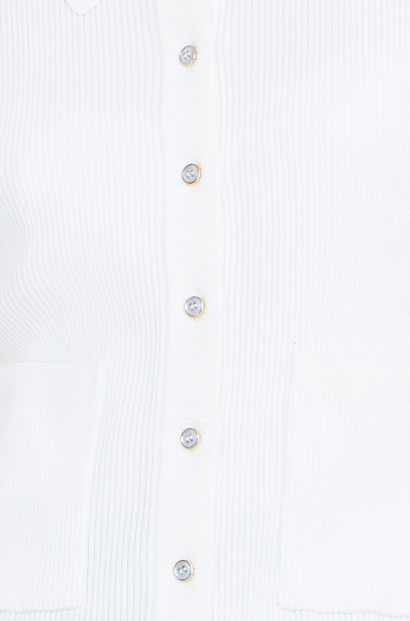 Ivory Ribbed Collar Button Up Cardigan