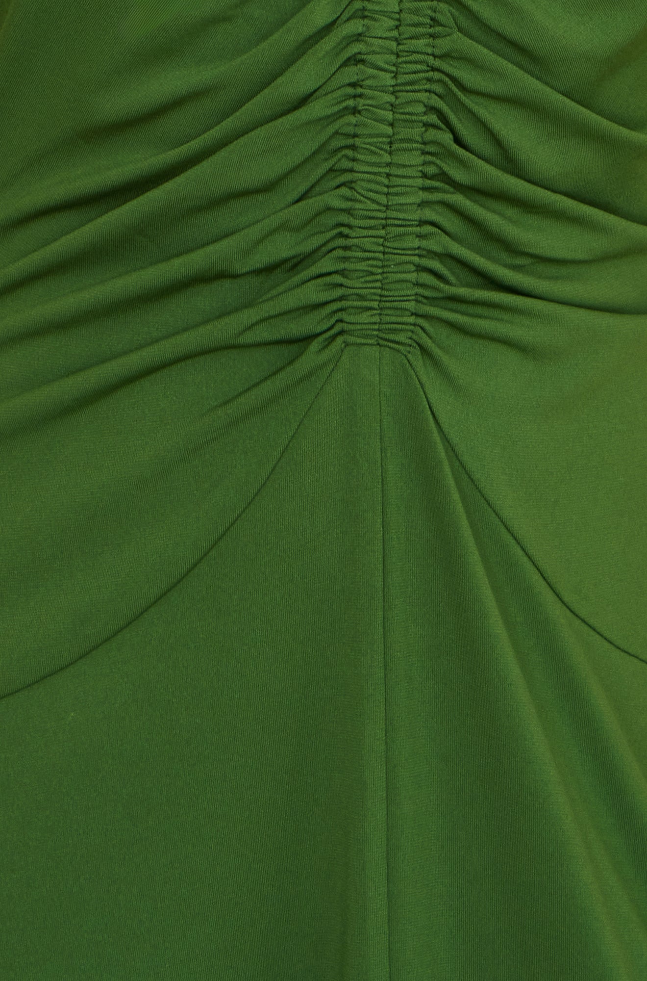 Green Ruched Front Midi Dress