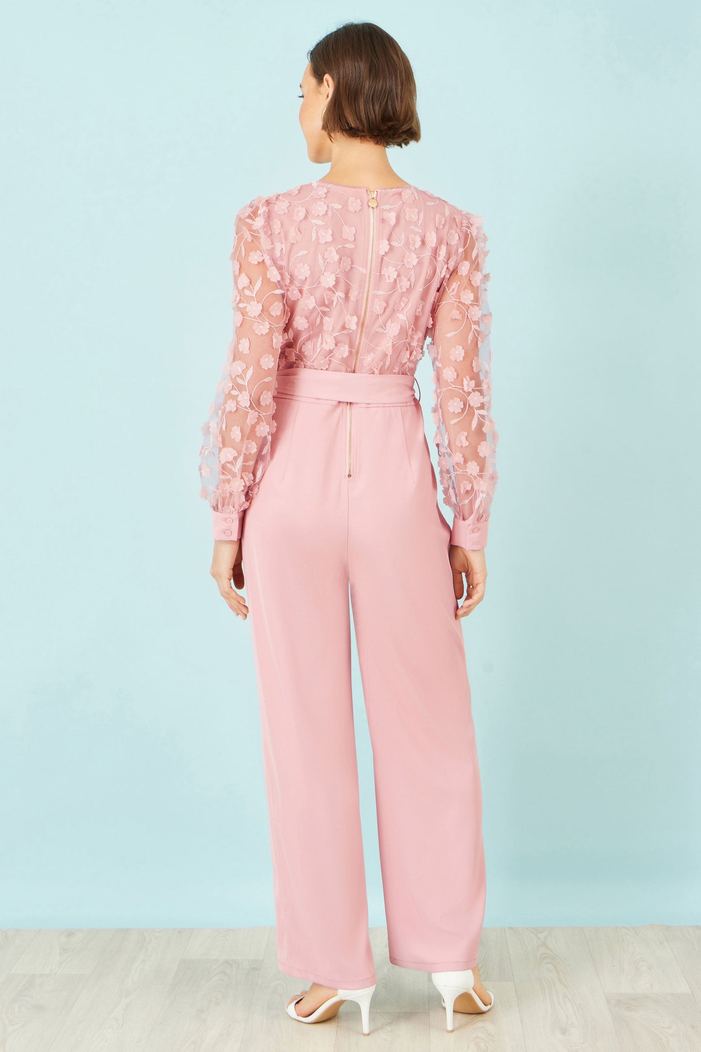 Pink Flower Applique Jumpsuit