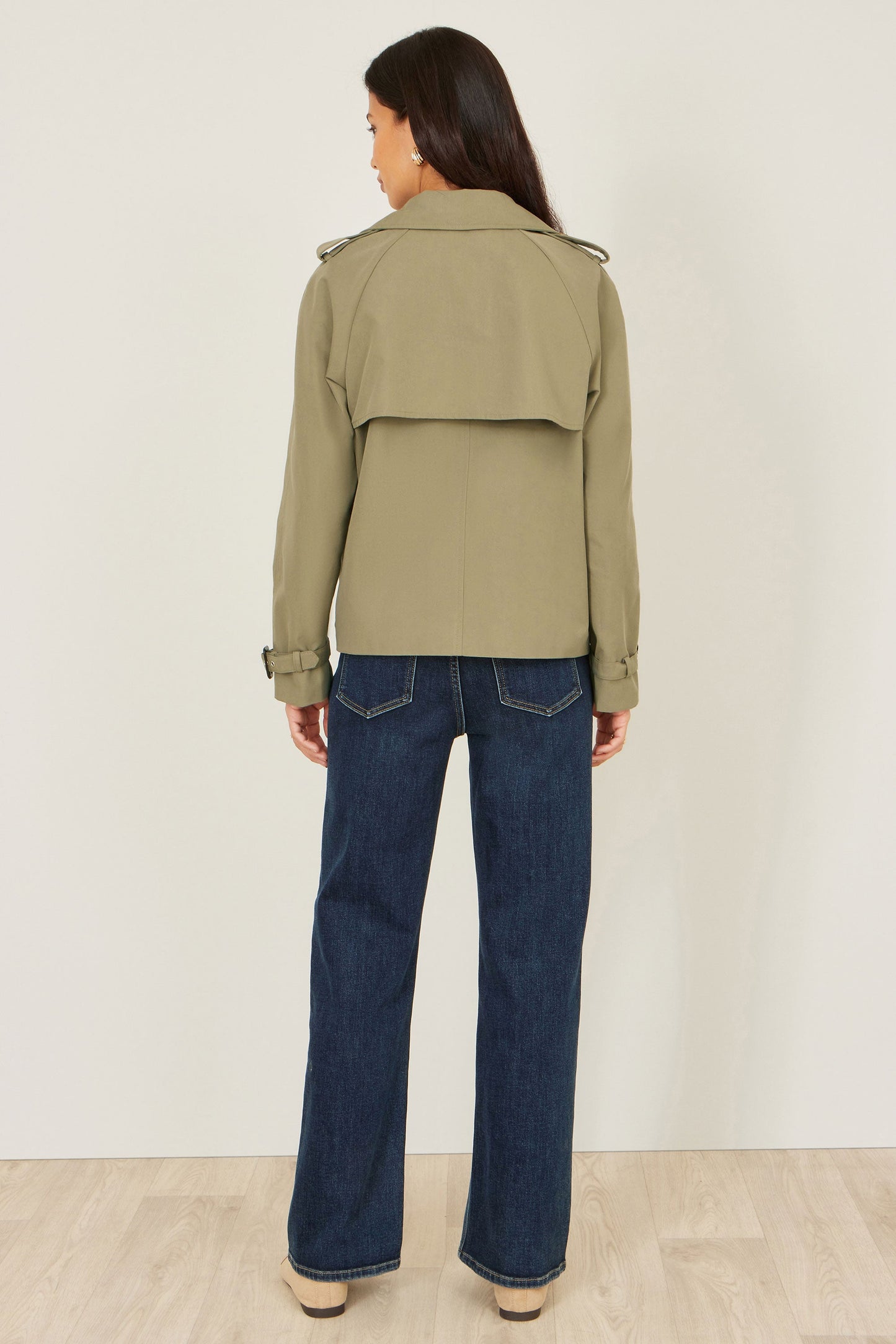 Green Cropped Trench Jacket