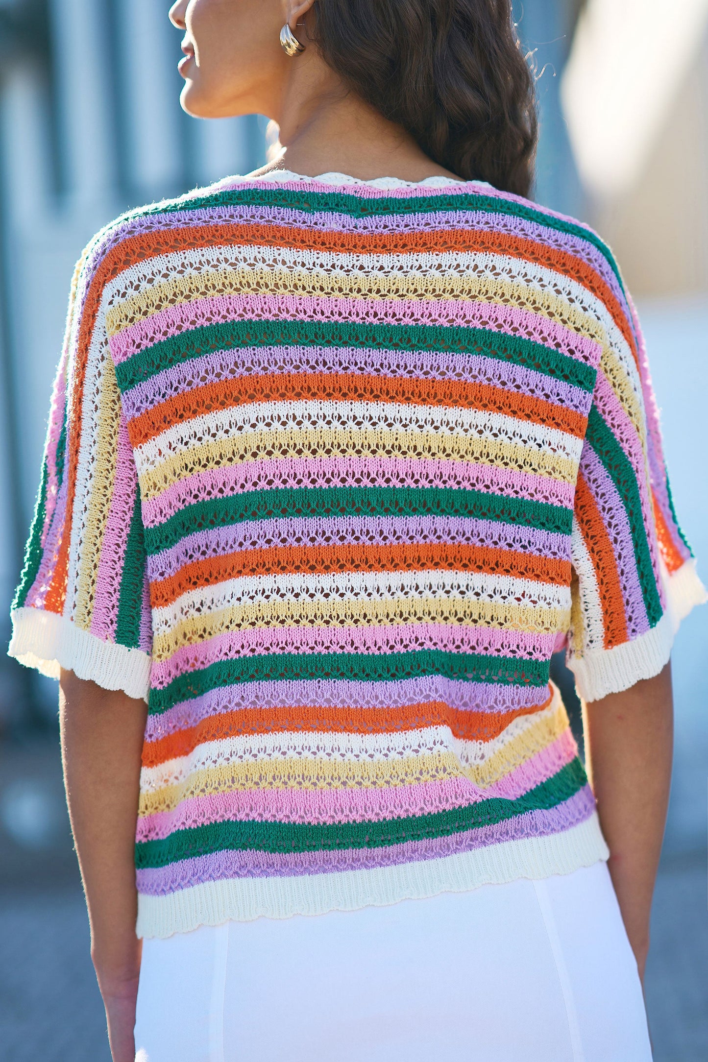 Multicolour Batwing Crochet Top