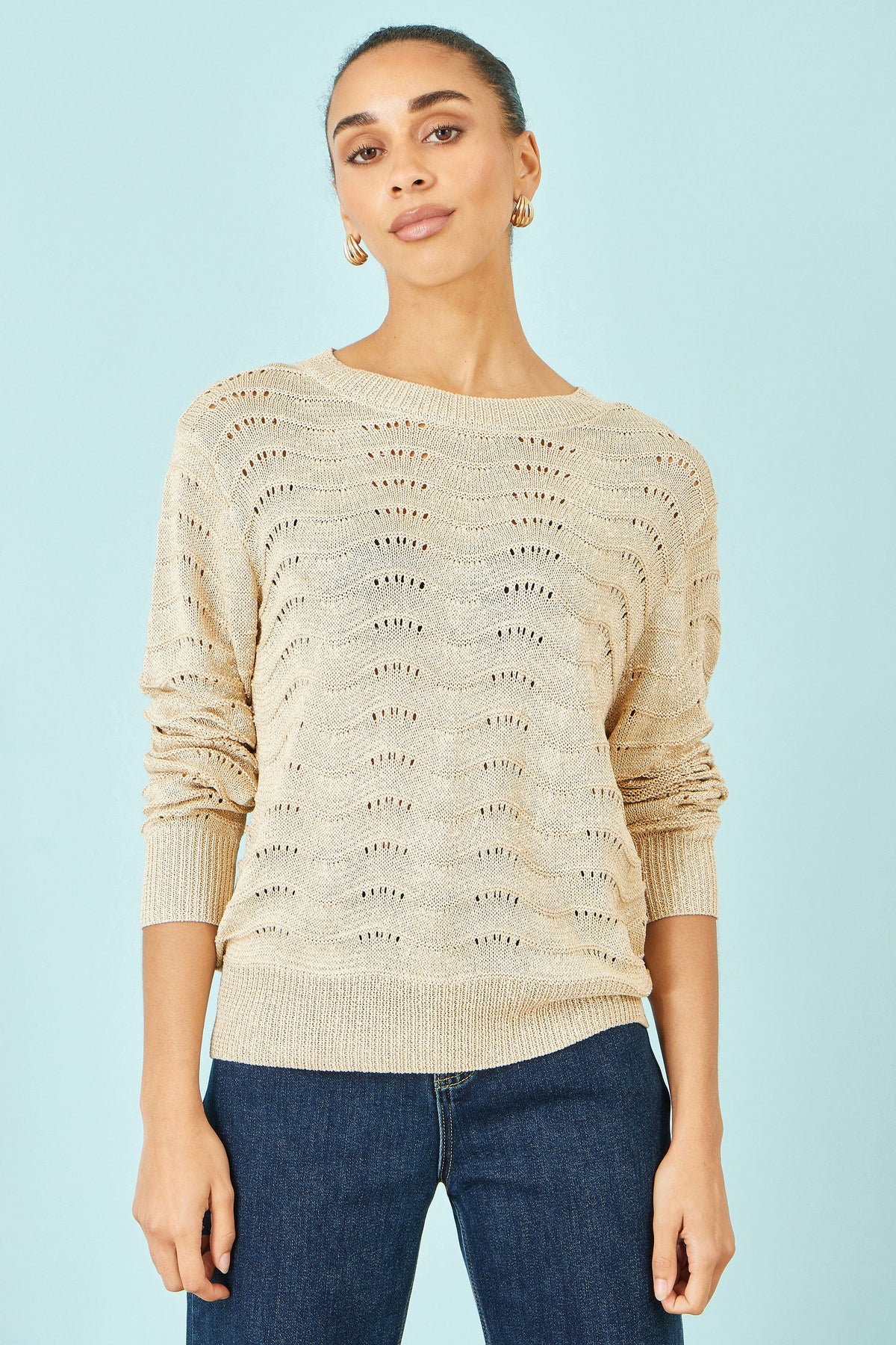 Beige Metallic Wave Jumper