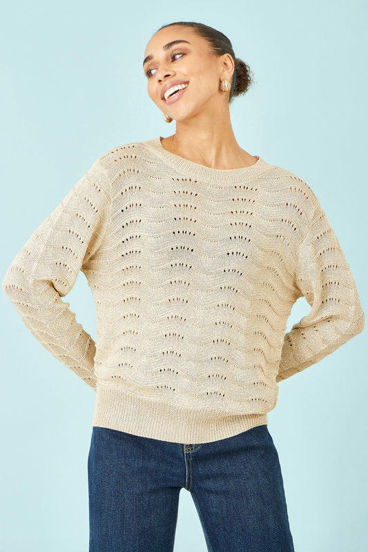 Beige Metallic Wave Jumper