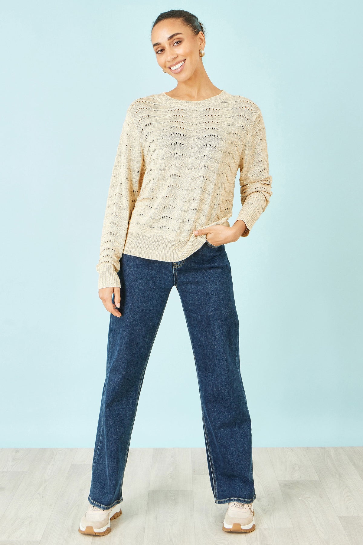 Beige Metallic Wave Jumper