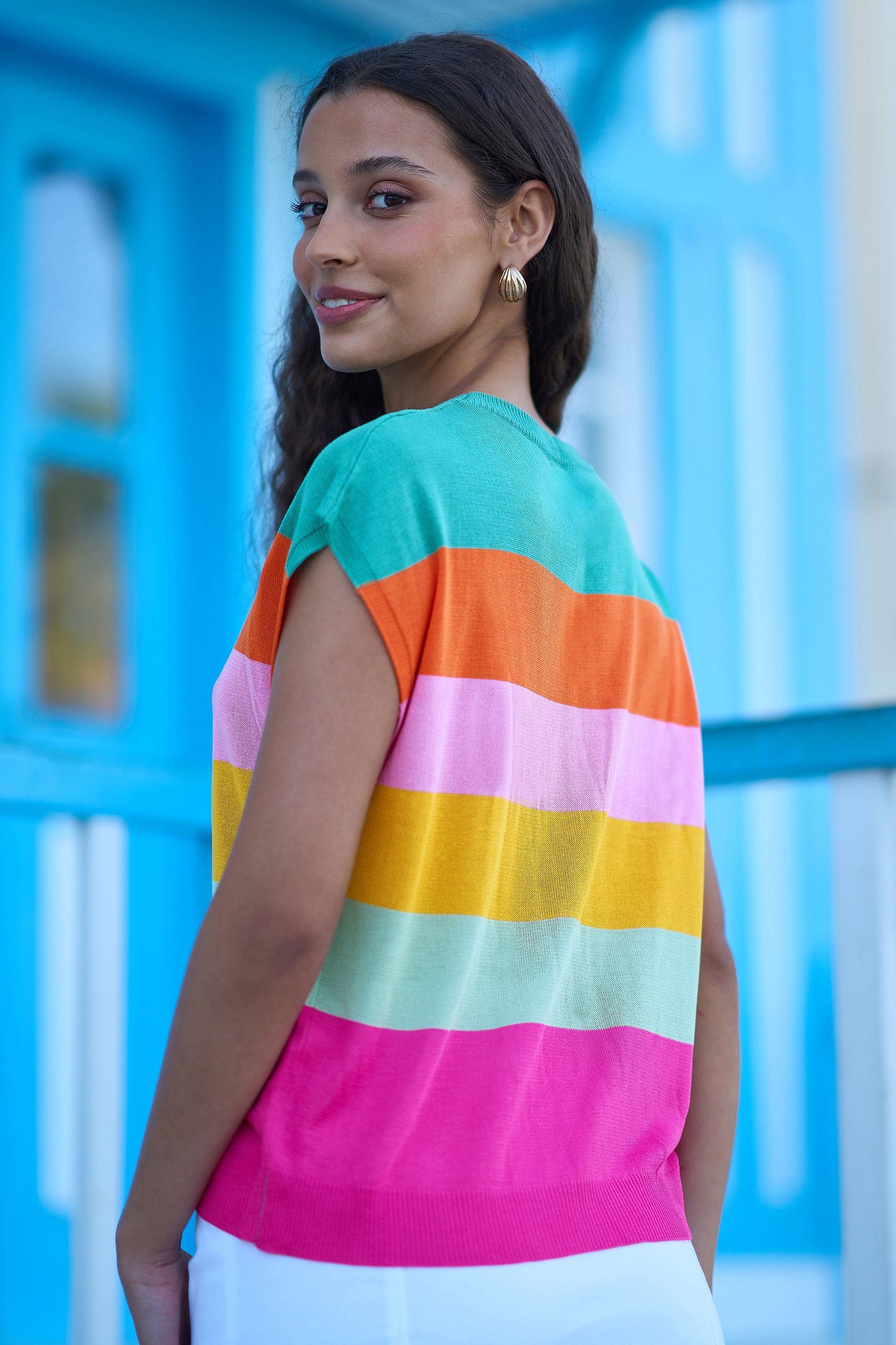 Multicolour Block Stripe Relaxed Knitted Top