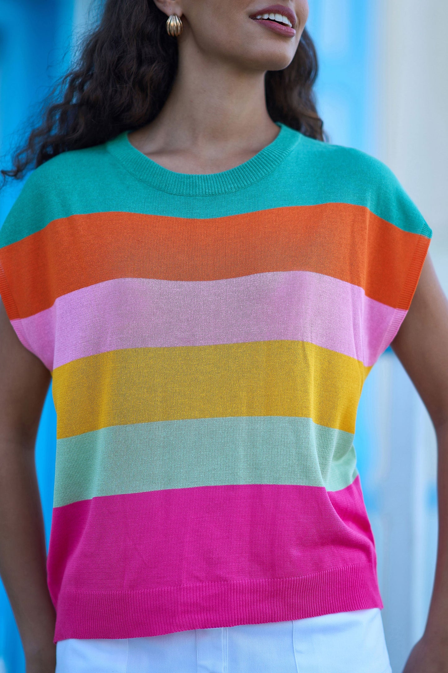 Multicolour Block Stripe Relaxed Knitted Top