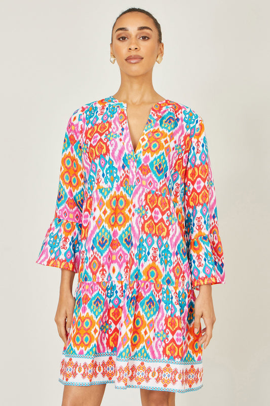 Multicolour Ikat Print Viscose Beach Tunic