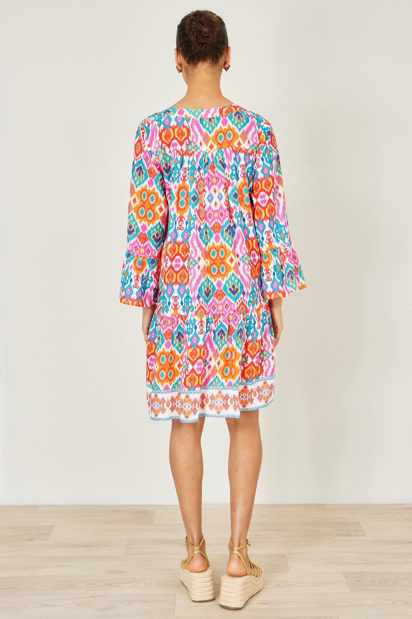 Multicolour Ikat Print Viscose Beach Tunic