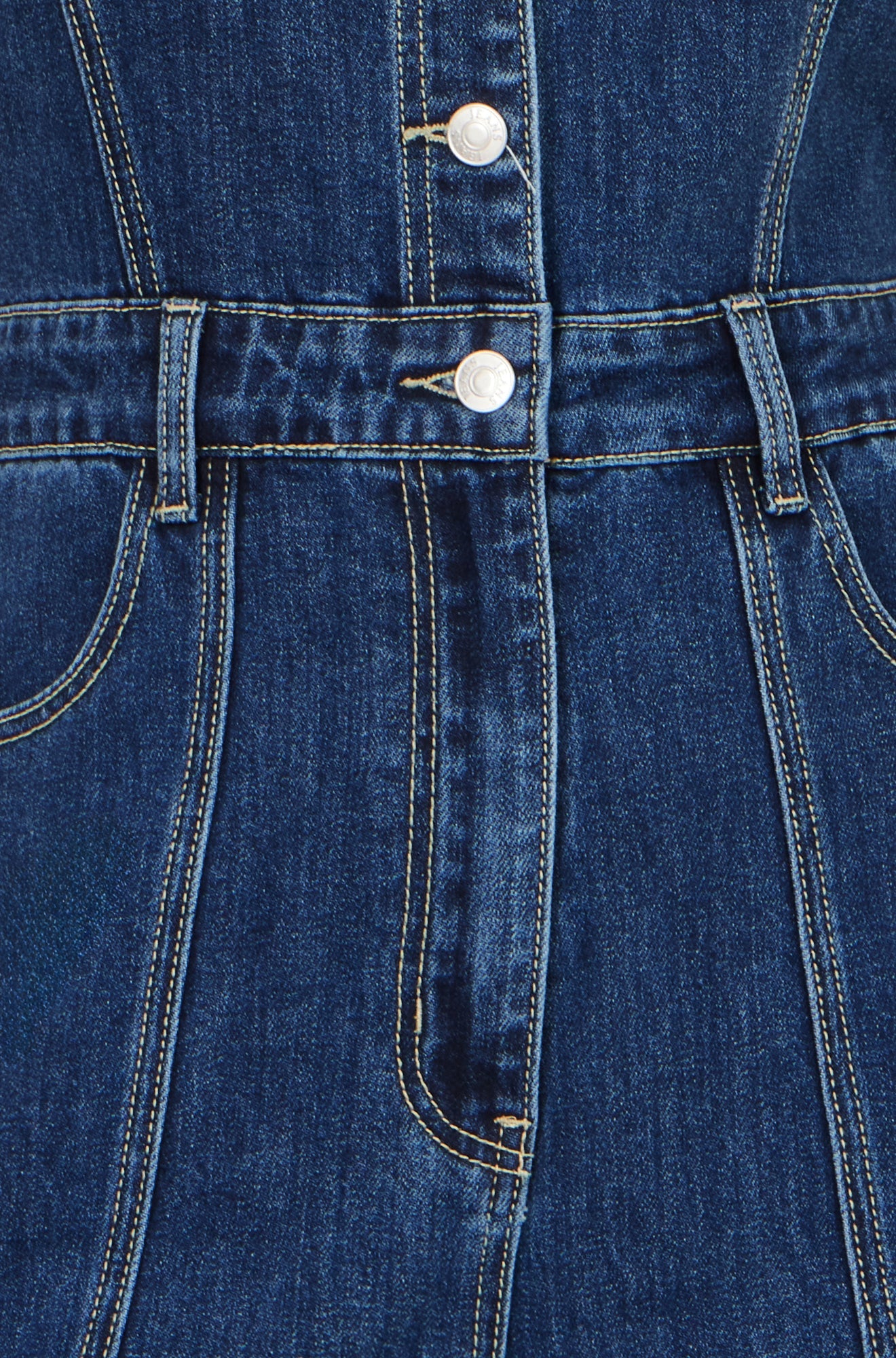 Blue Denim Stretch Fitted Jumpsuit
