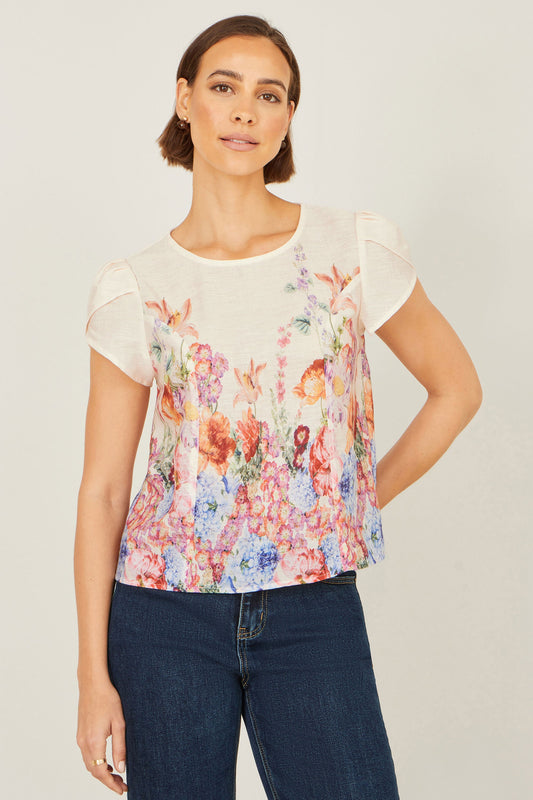 Pink Floral Border Top