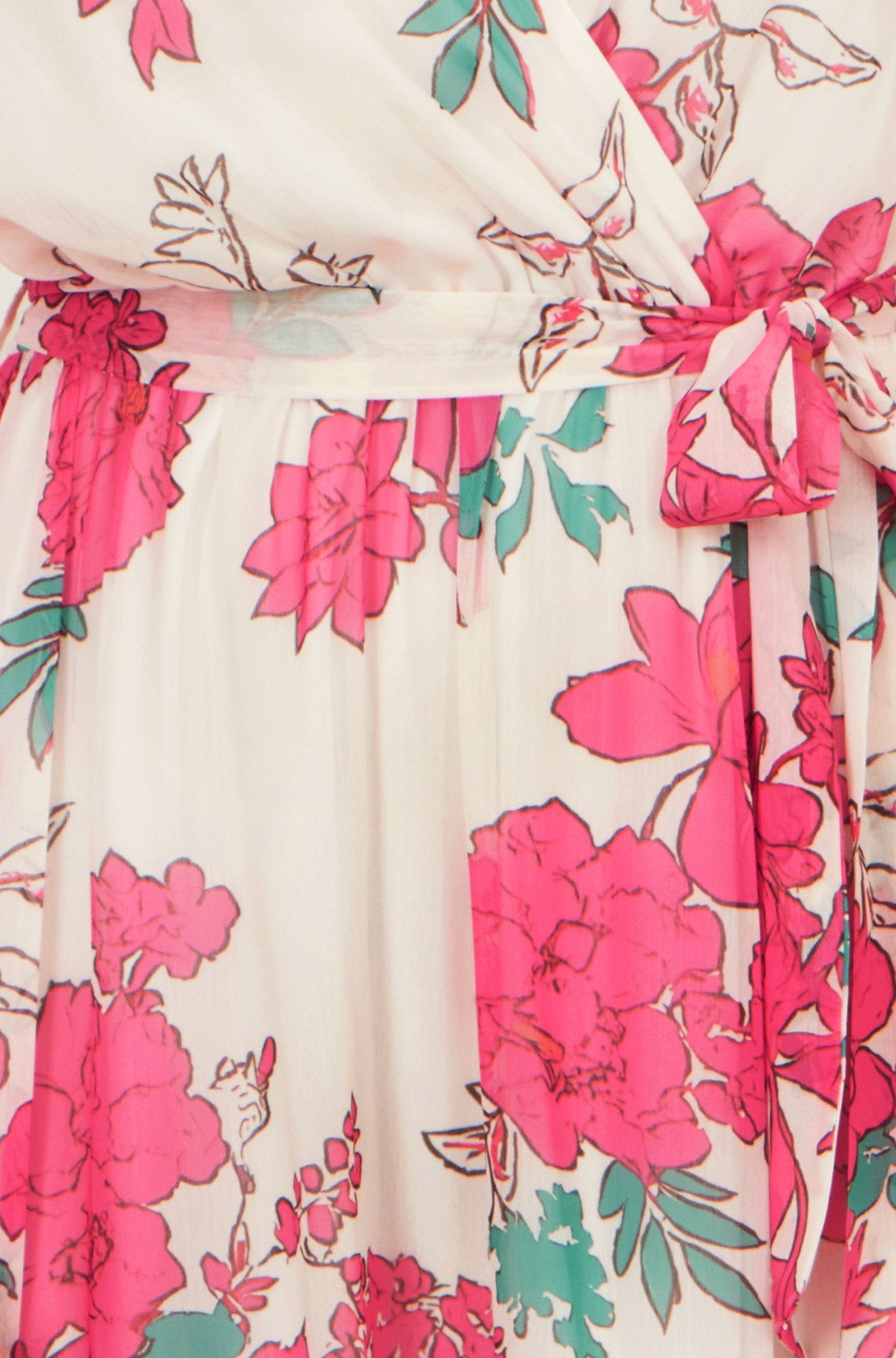 Pink Blossom Print Maxi Wrap Dress
