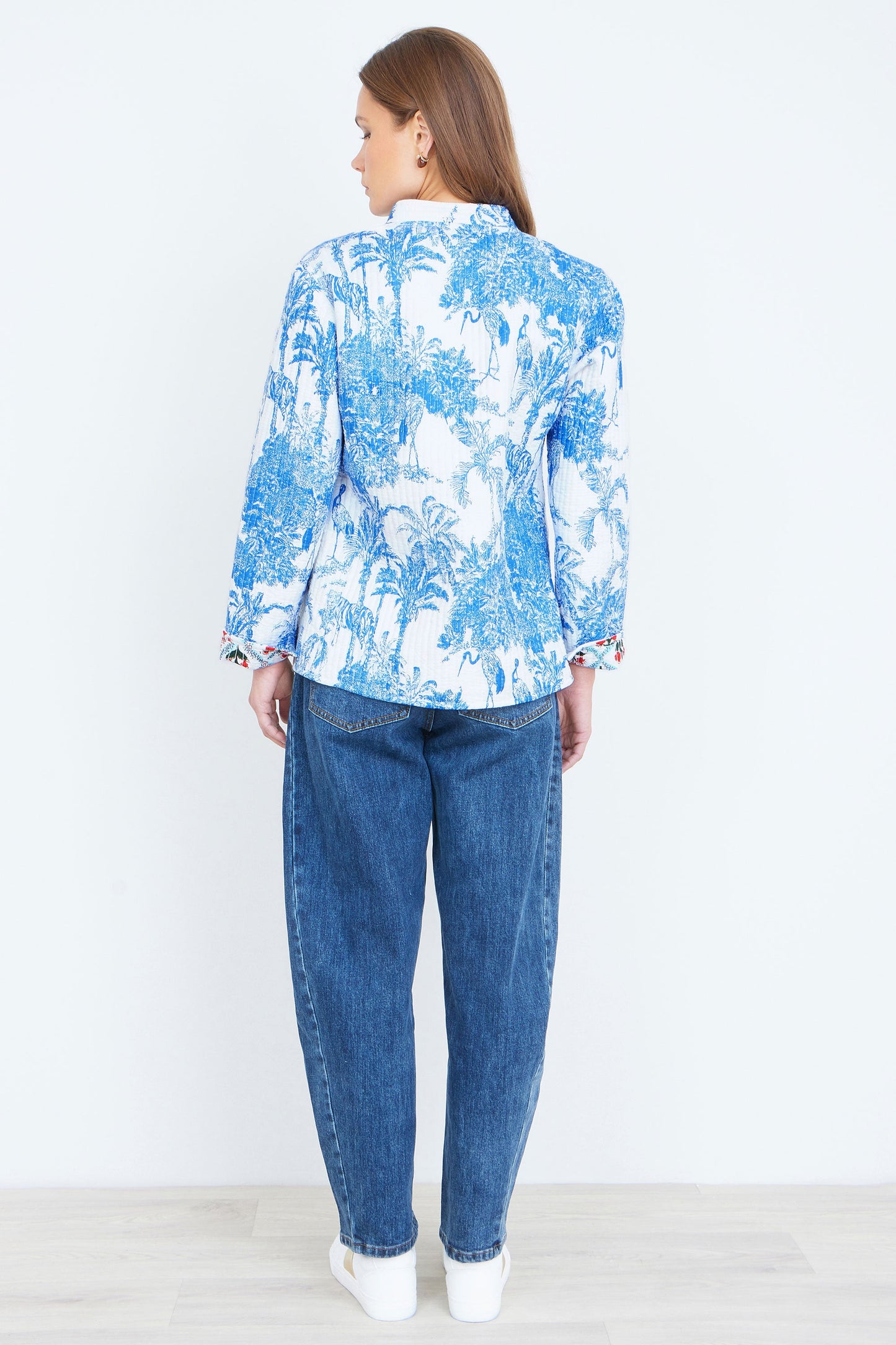 Blue Palm Reversible Cotton Quilted Jacket