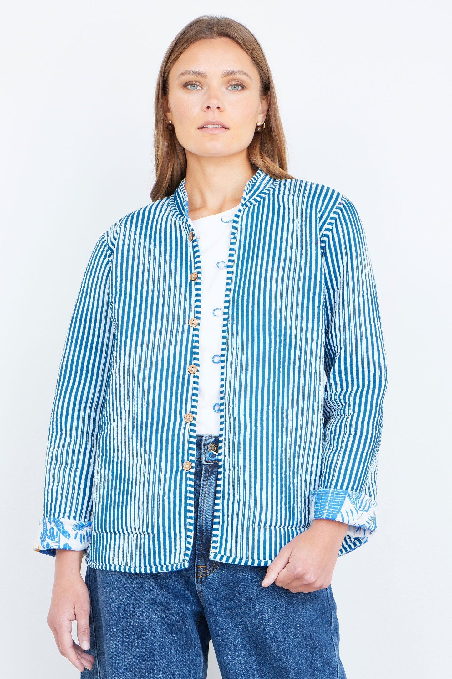 Blue Jungle Reversible Cotton Quilted Jacket