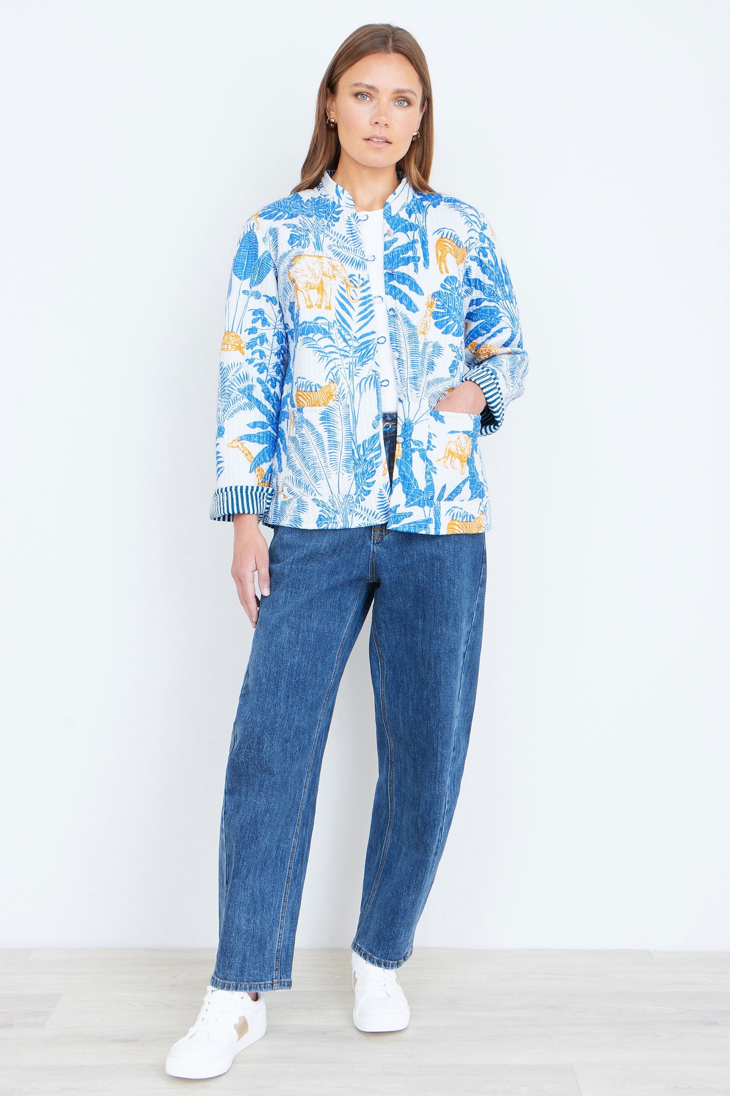 Blue Jungle Reversible Cotton Quilted Jacket