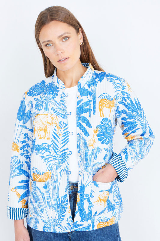 Blue Jungle Reversible Cotton Quilted Jacket