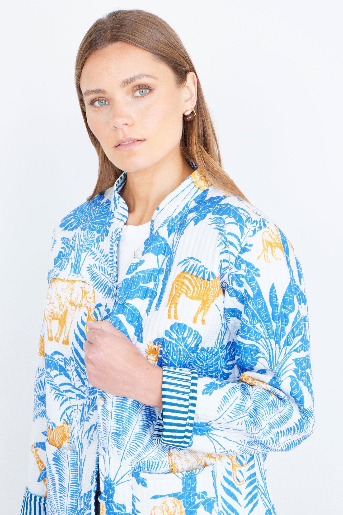 Blue Jungle Reversible Cotton Quilted Jacket