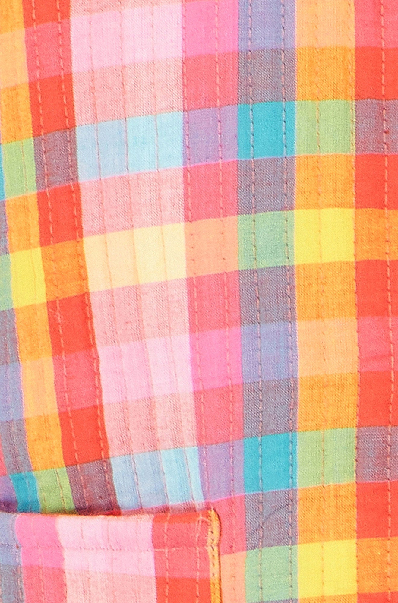 Multicolour Checked Reversible Cotton Quilted Jacket
